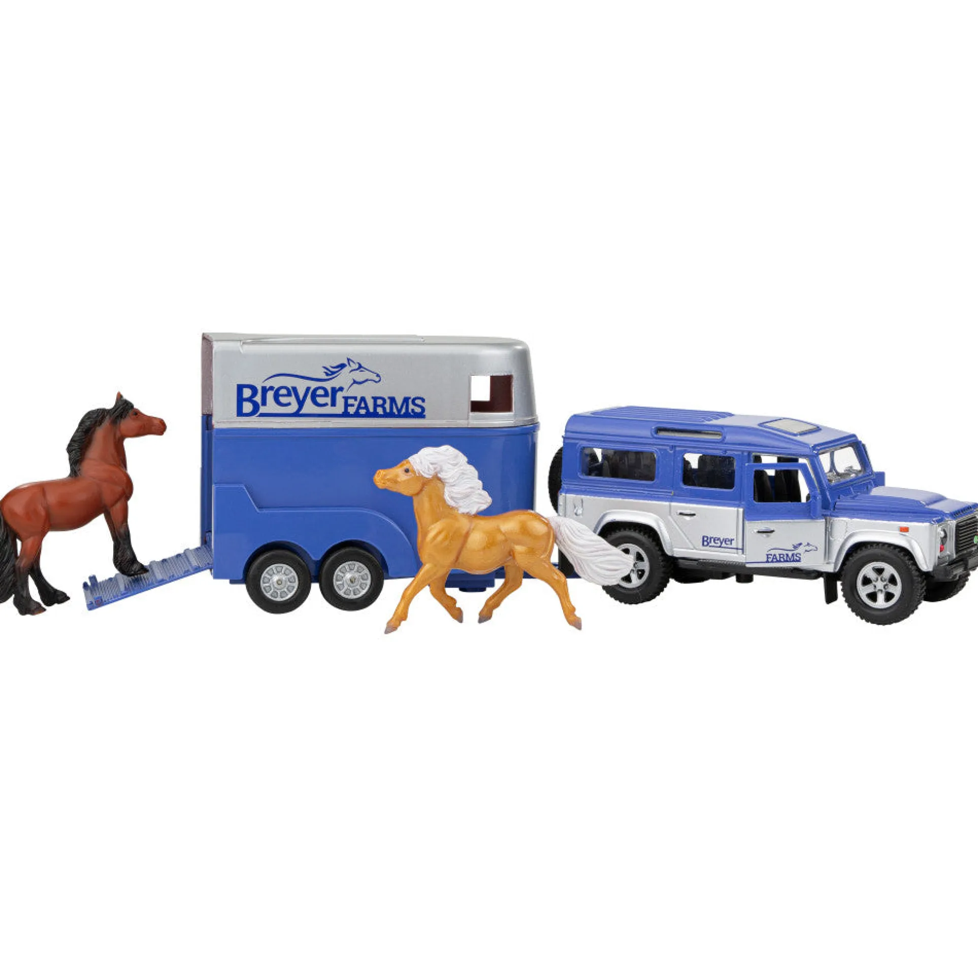 Breyer Farms Land Rover and Trailer Playset with Stablemates Horses