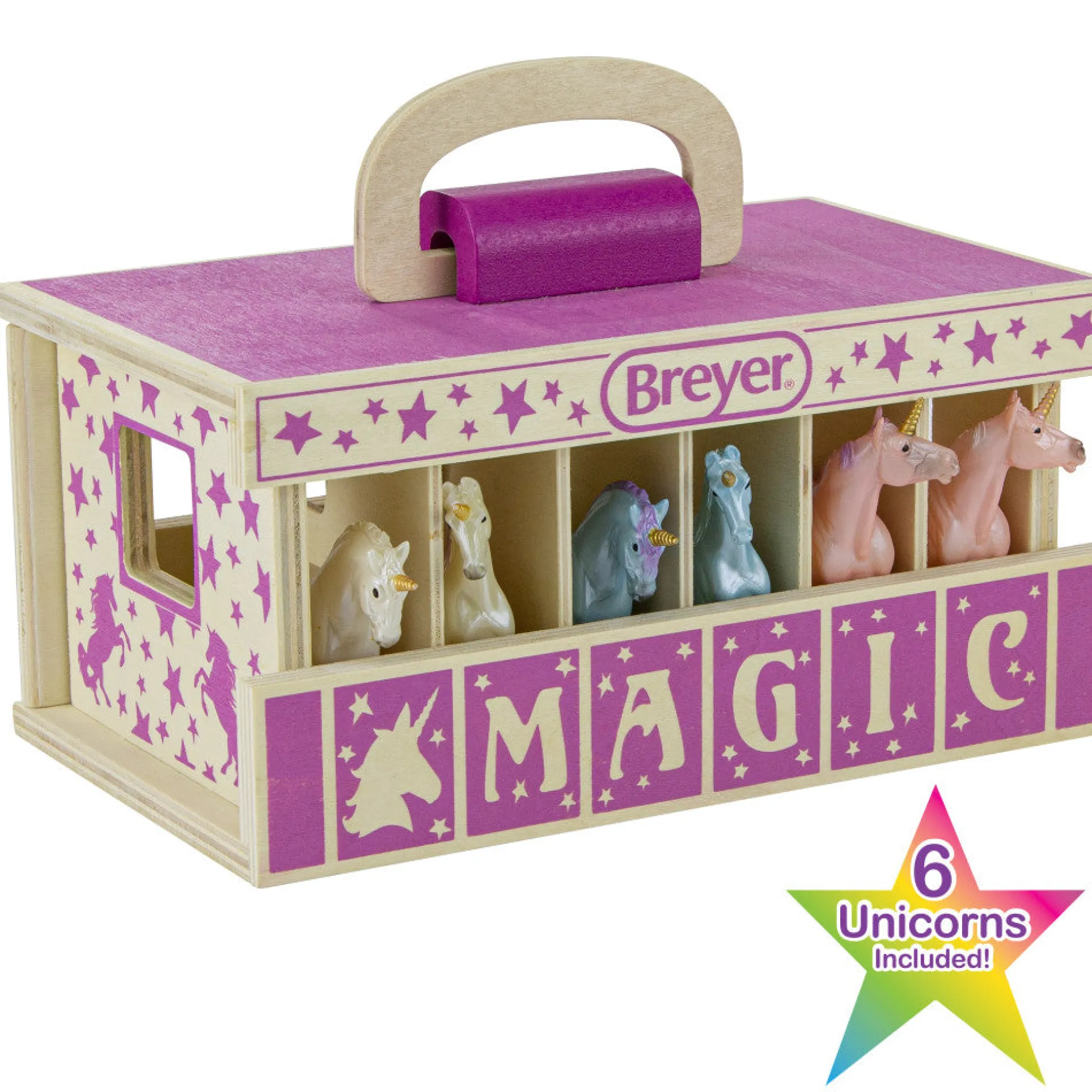 Breyer Unicorn Magic Wooden Stable Playset with 6 Unique Unicorns
