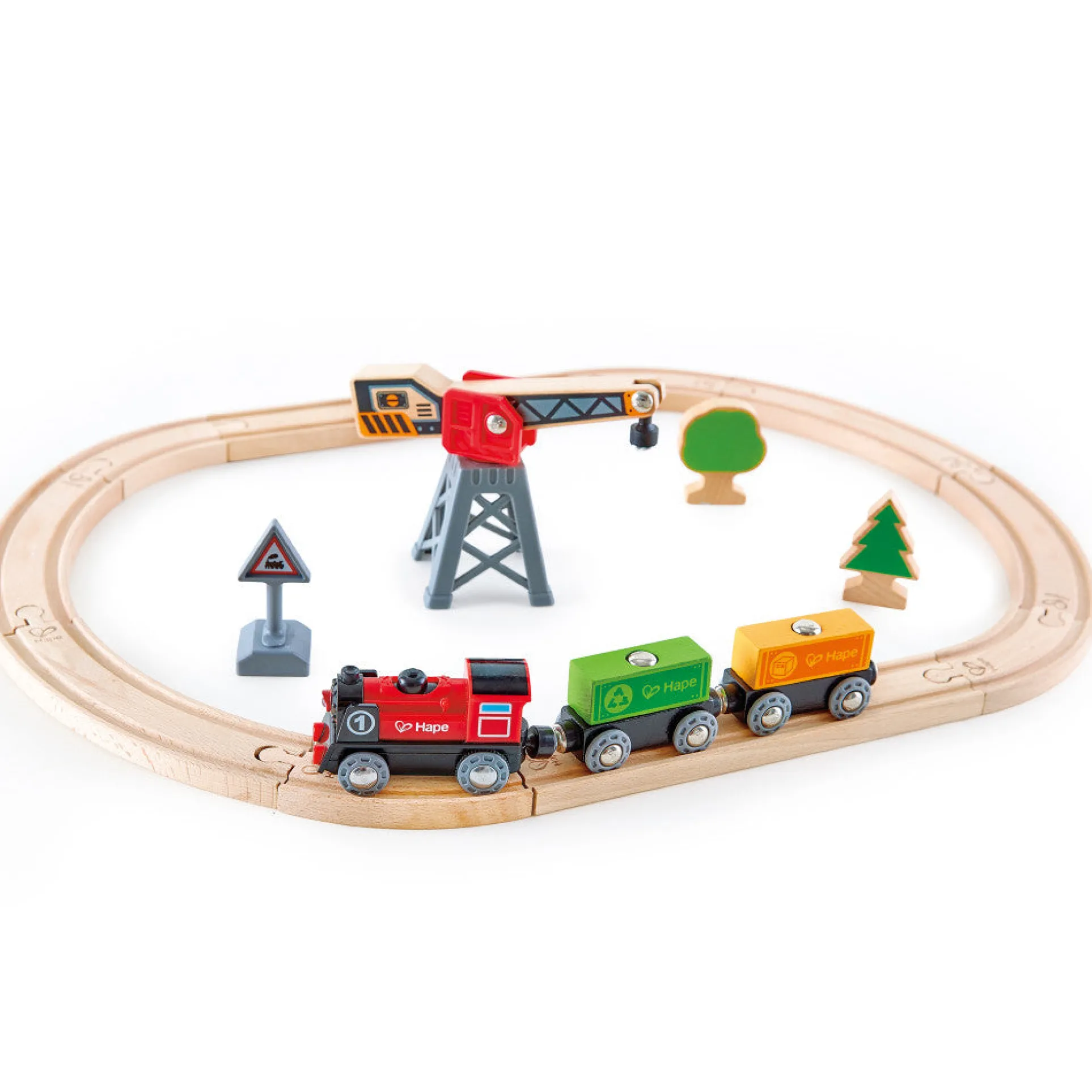 Hape - Cargo Delivery Loop - Battery Powered Engine & Oval Track Railway Set