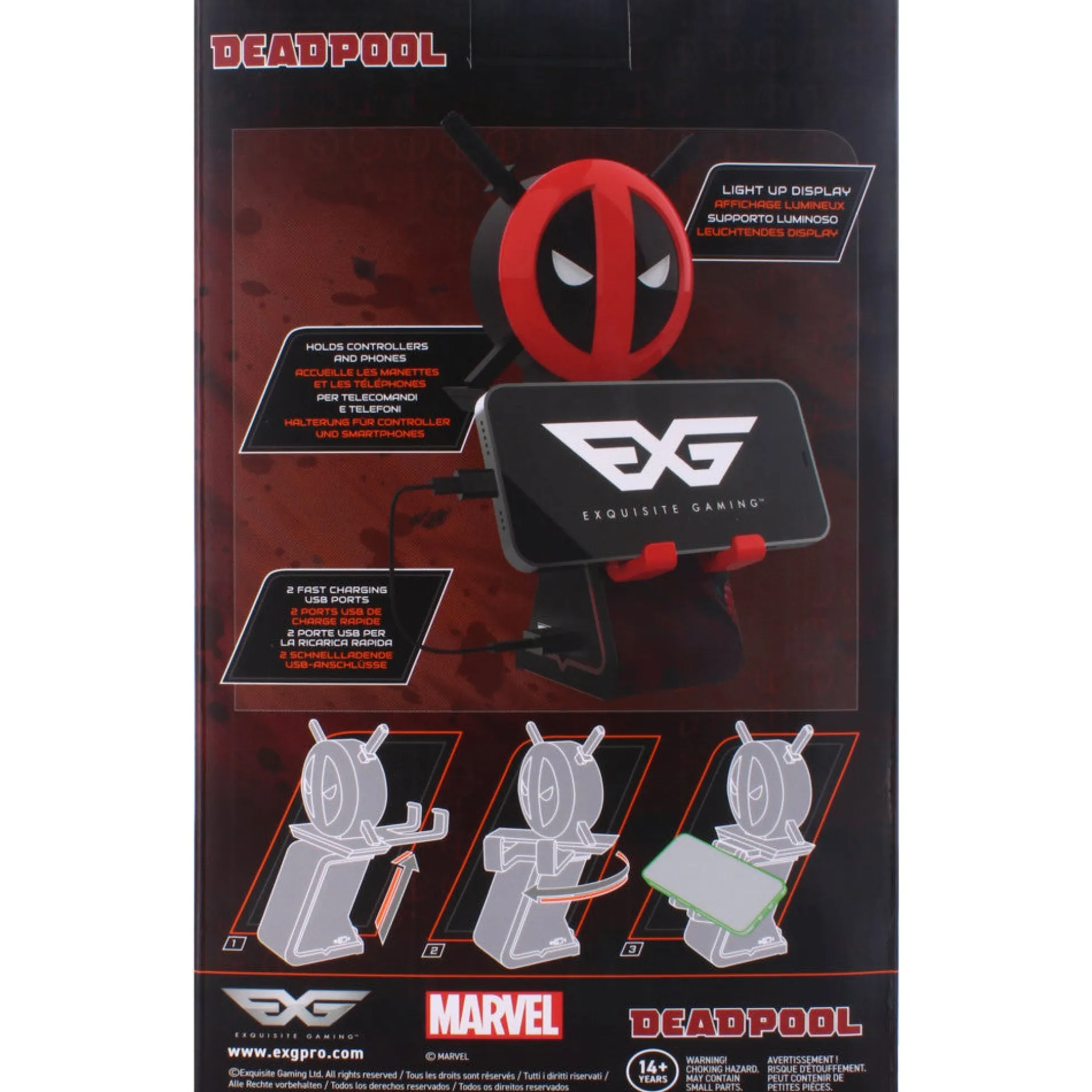 Cable Guys LED IKONS Marvel Deadpool - Electronic Device Holder and Charger