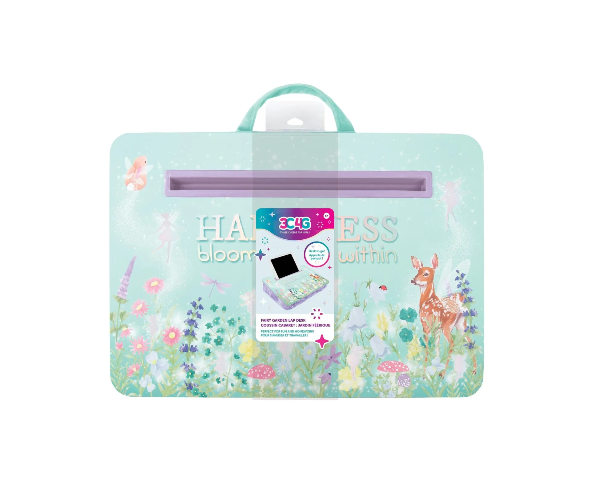 3C4G Fairy Garden Plush Lap Desk - Portable Workstation, Green & Purple