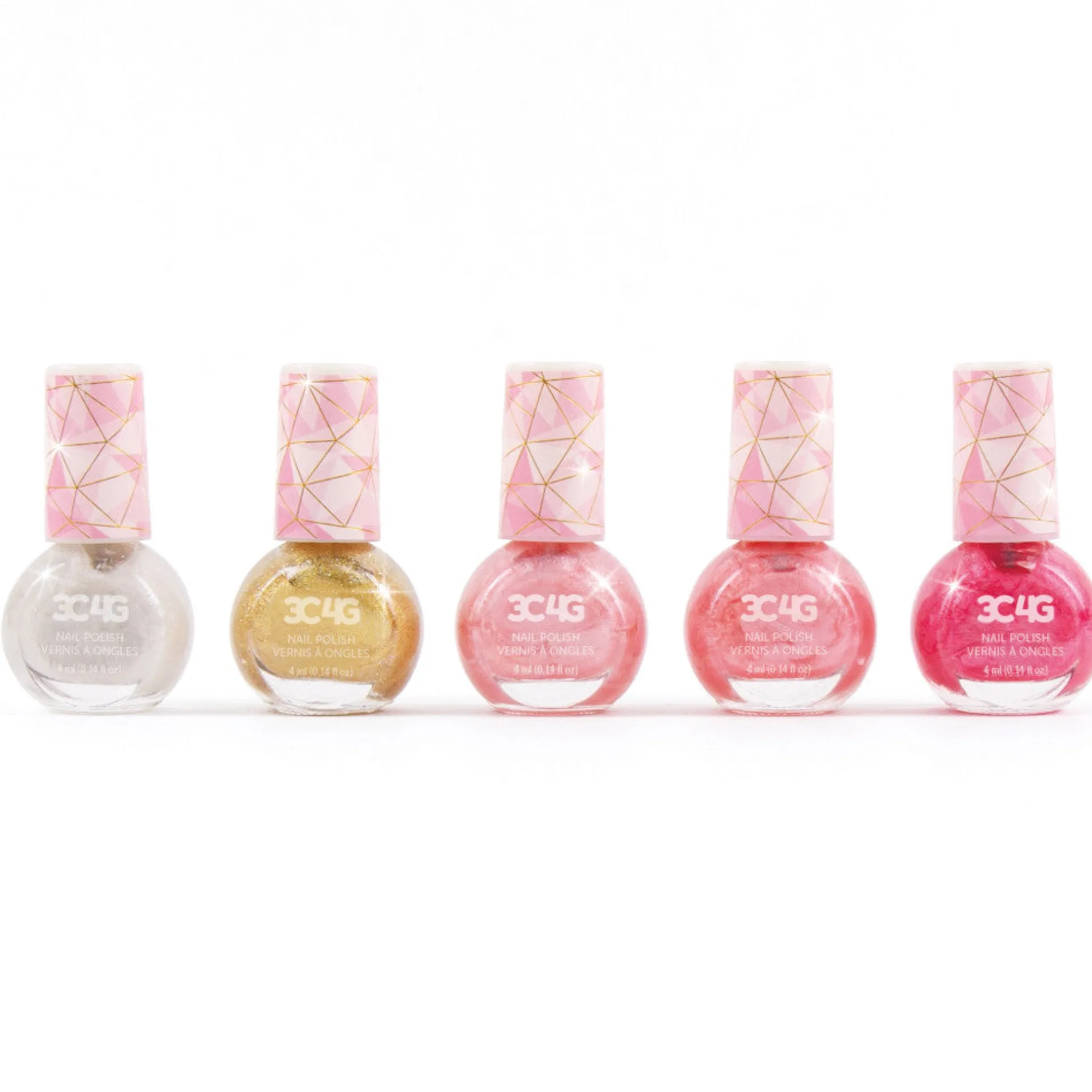 3C4G Glamorous Nail Polish Set - Pink & Gold Hexagon Collection