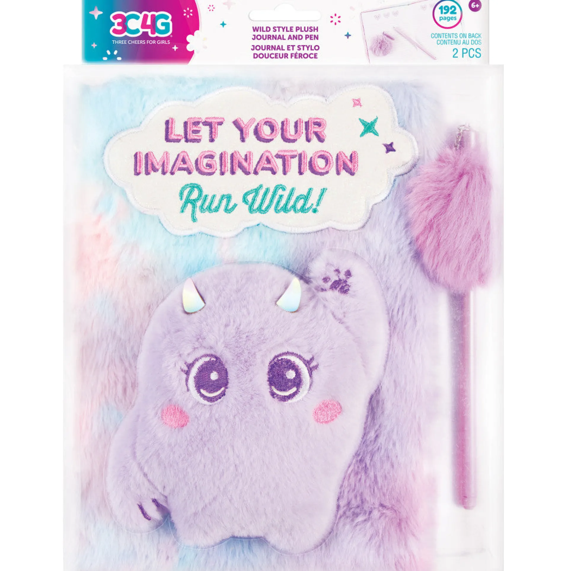 3C4G Imagination Land Wild Style Plush Journal & Pen - Fuzzy Friend - 192 Pages