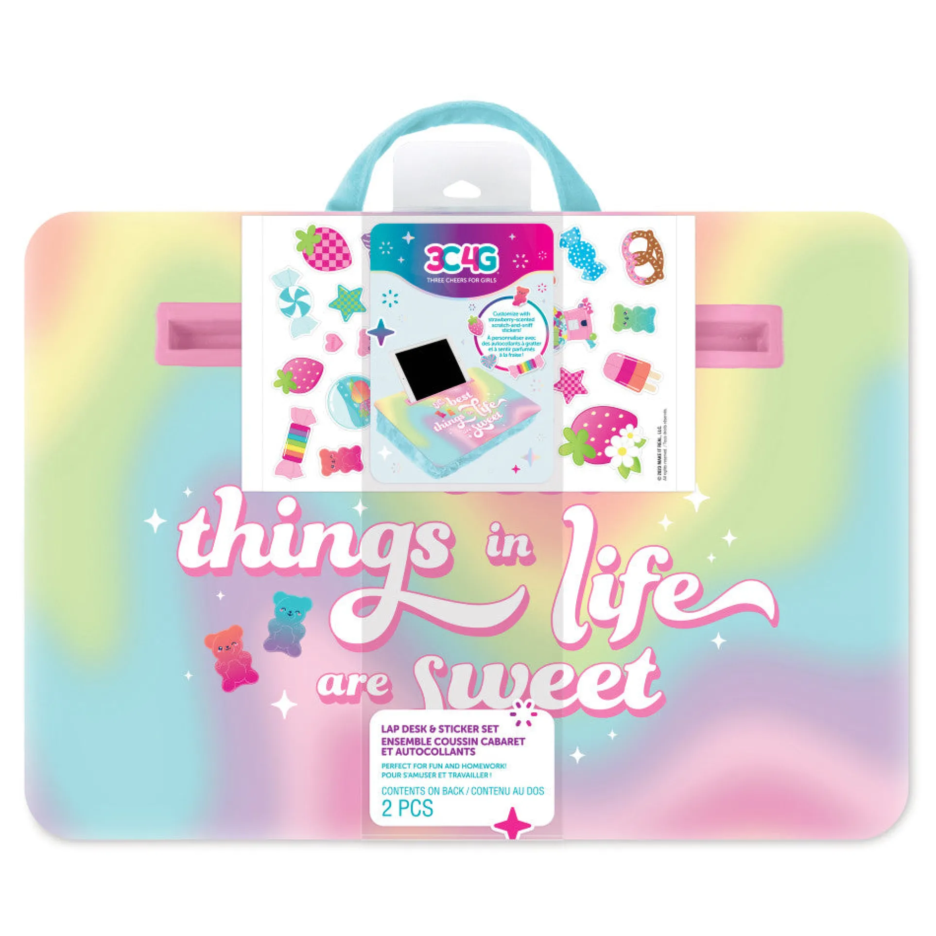 3C4G Life Is Sweet Portable Pillow Lap Desk with Sticker Set for Kids