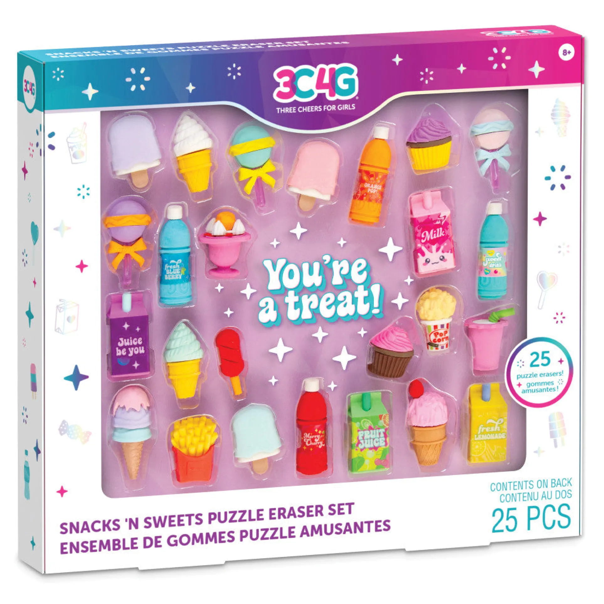 3C4G Snacks 'N Sweets Themed Puzzle Eraser Set for Kids Ages 8+