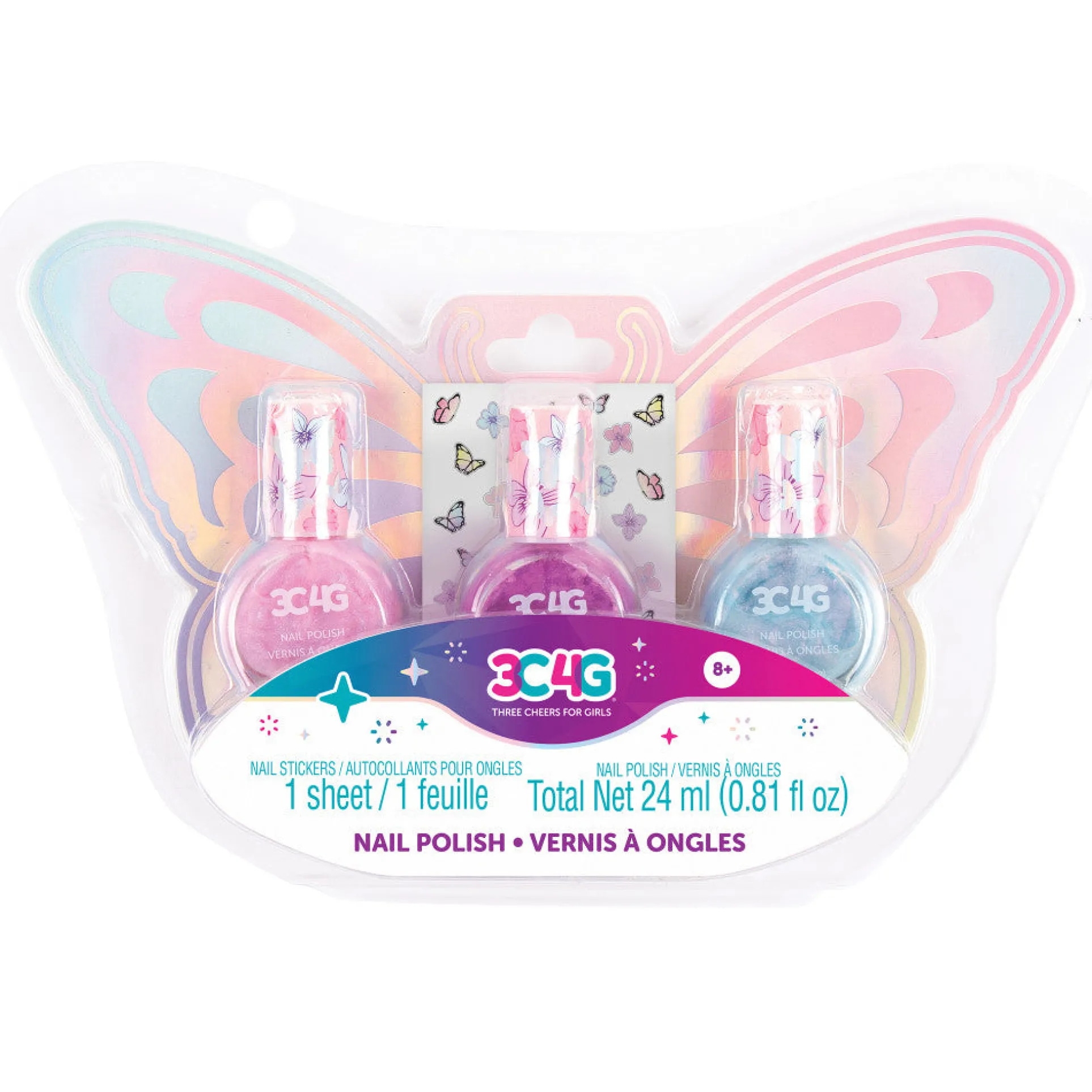 3C4G Sparkle Butterfly Nail Polish Trio - Pastel Colors
