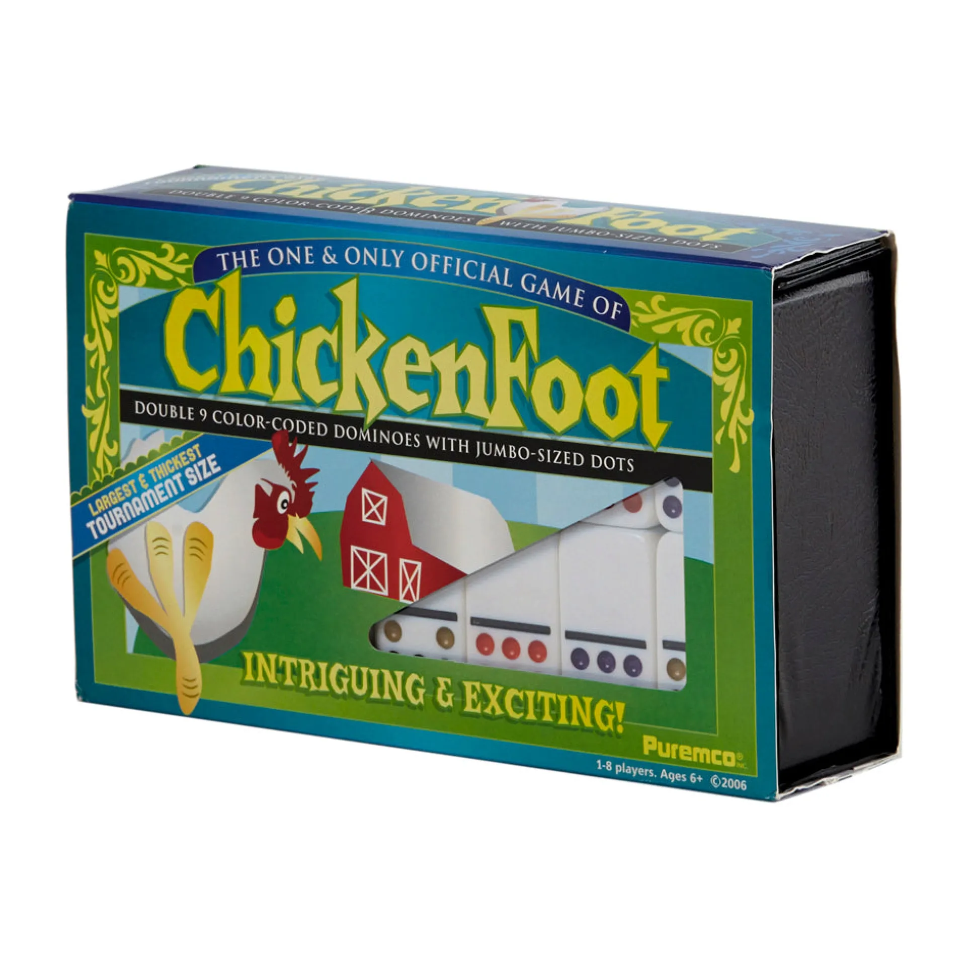 ChickenFoot Tournament Size Double 9 Color Dot Dominoes Set