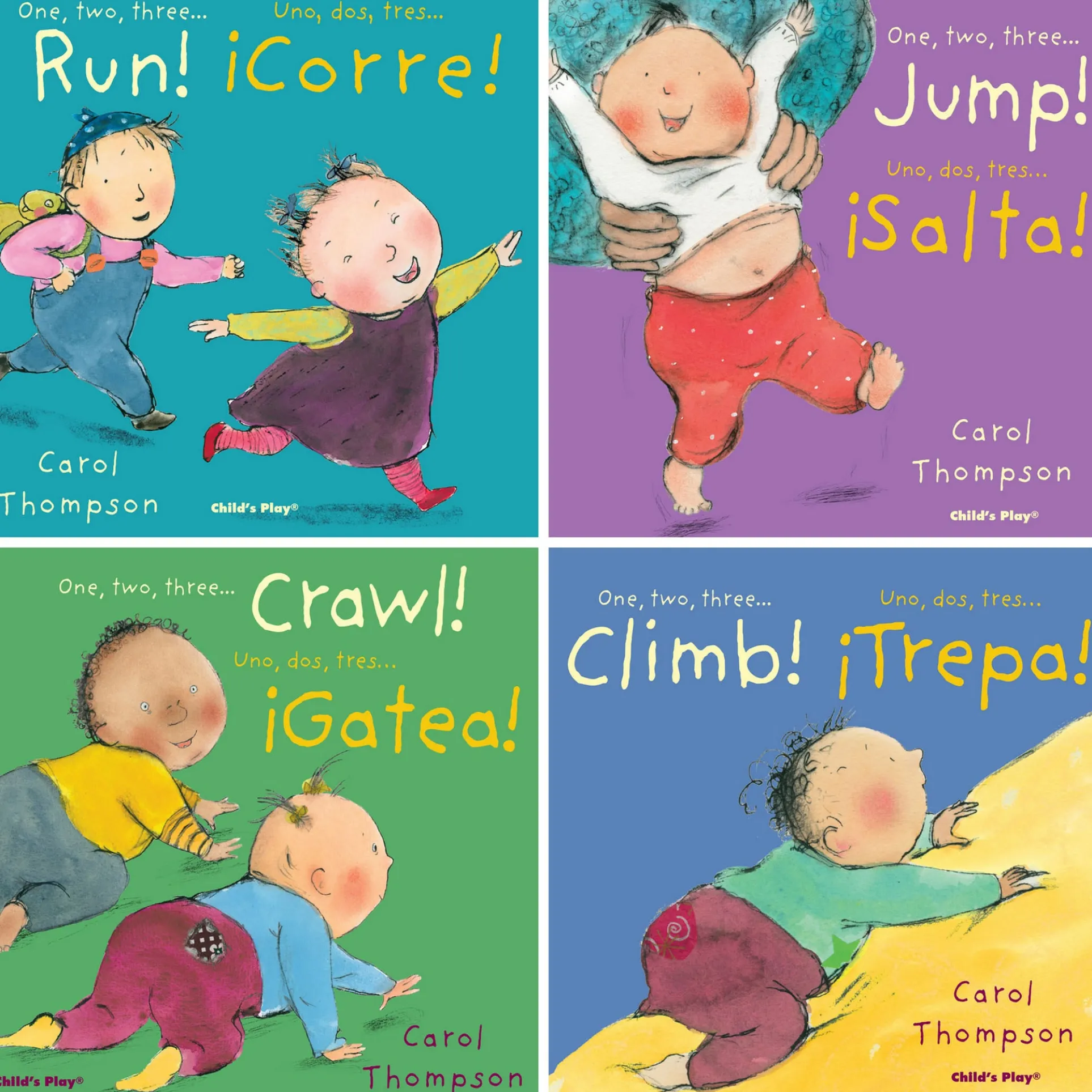 Child's Play Books Little Movers Bilingual Board Book Set, 4 Pieces