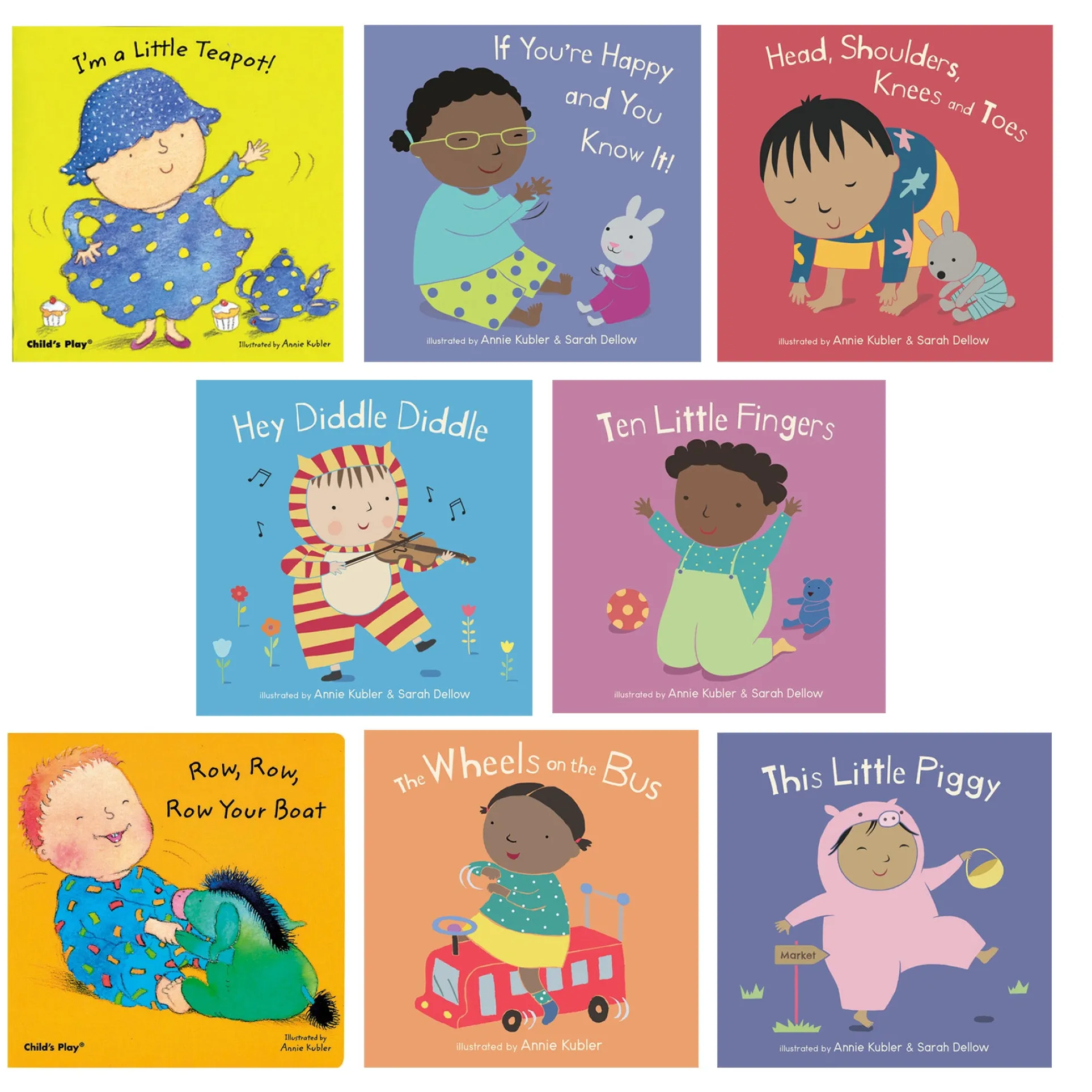 Child's Play Books Nursery Rhyme Board Book, 8-Piece Set with CD