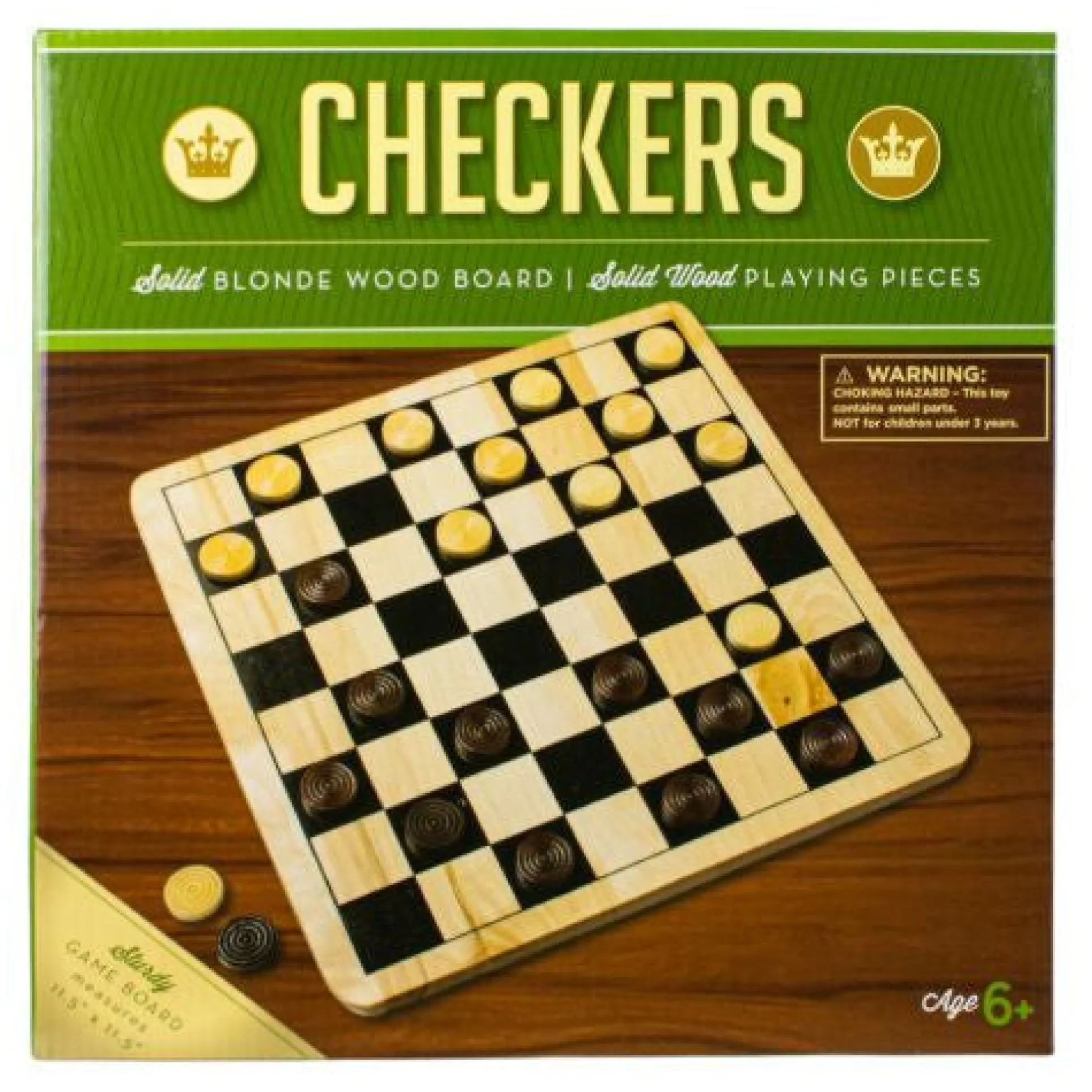 Classic Checkers Natural Wood Board Game