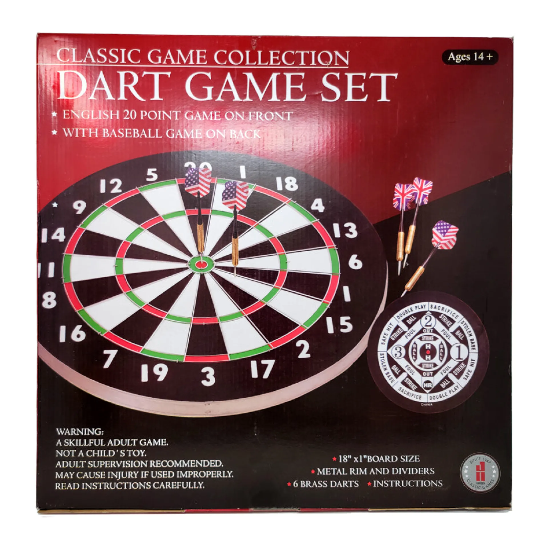 Classic Game Collection Dual-Sided Dart and Baseball Game Set