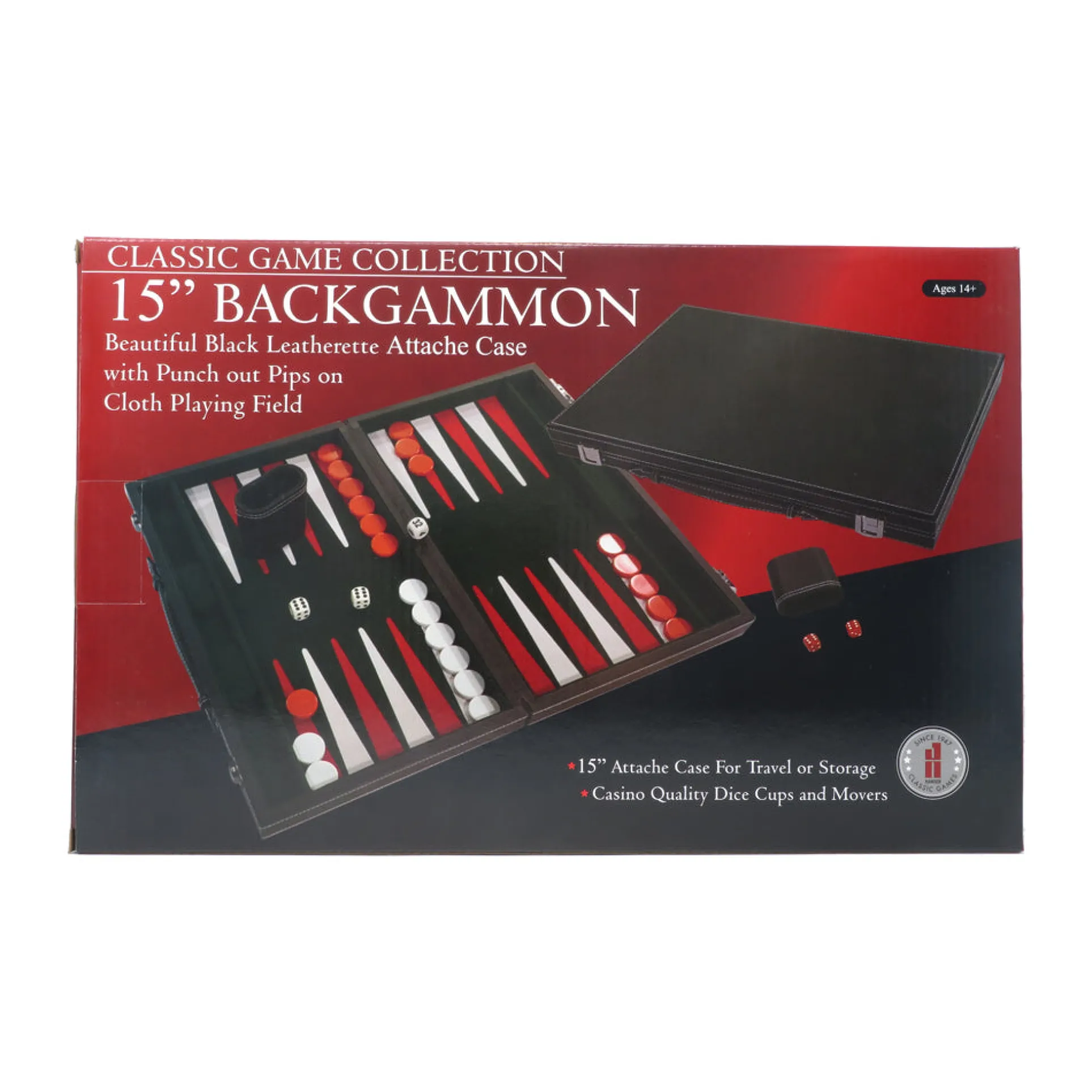 Classic Game Collection 15-inch Leatherette Backgammon Set