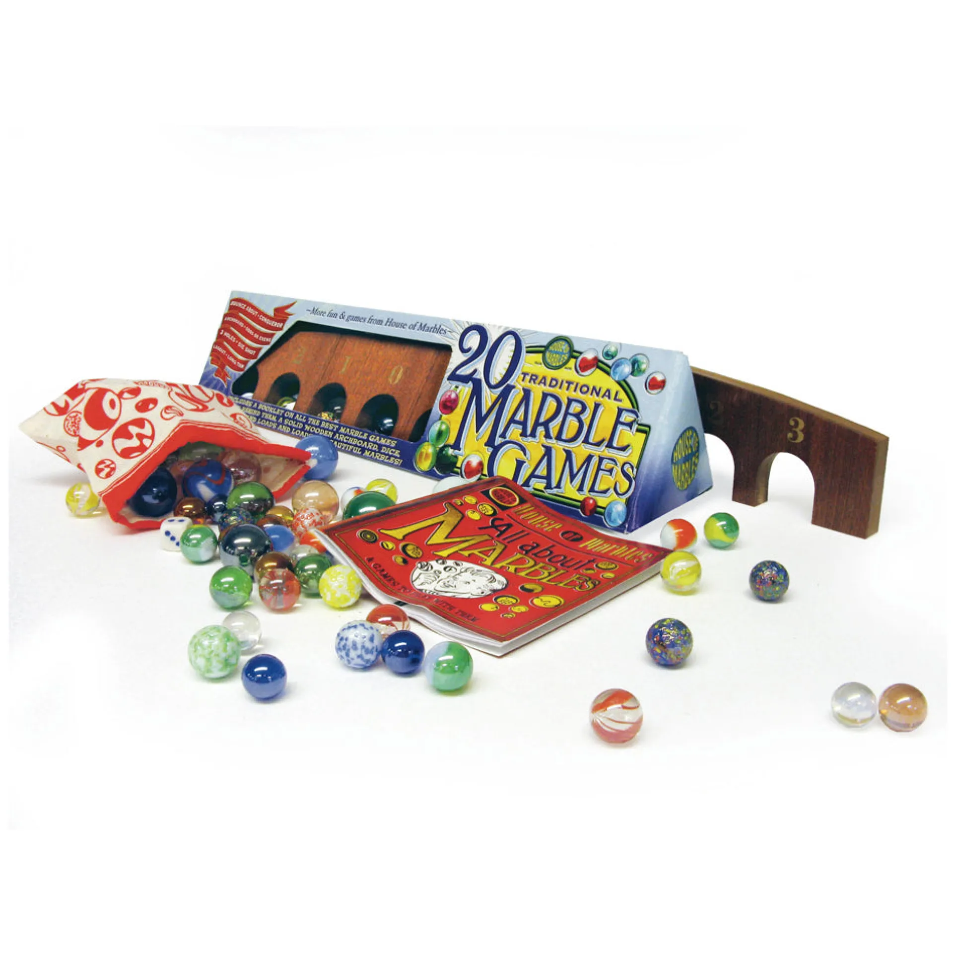 Classic Marble Games Deluxe Set with Wooden Arch Board