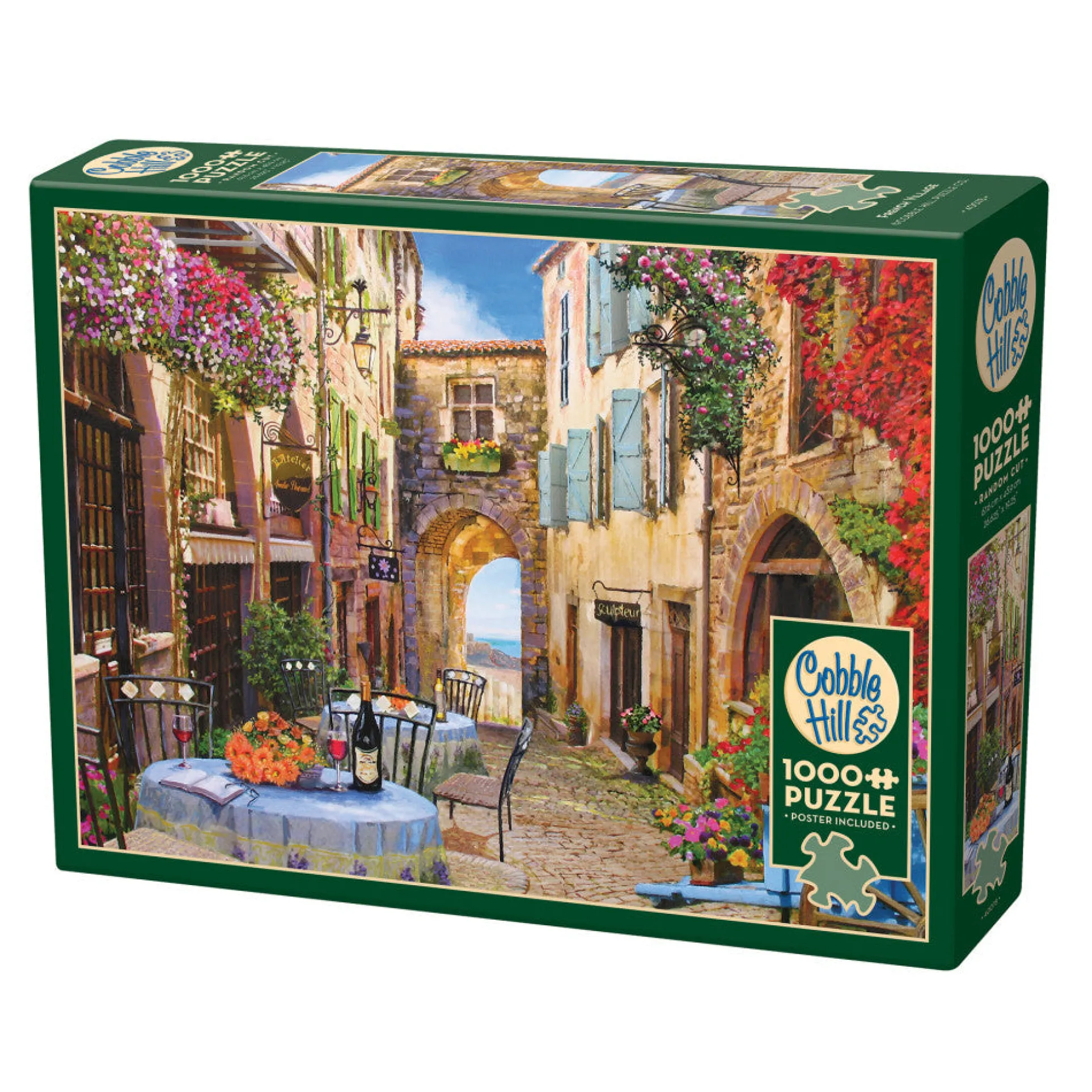 Cobble Hill 1000 Piece Puzzle: French Village - Eco-Friendly Jigsaw with Reference Poster