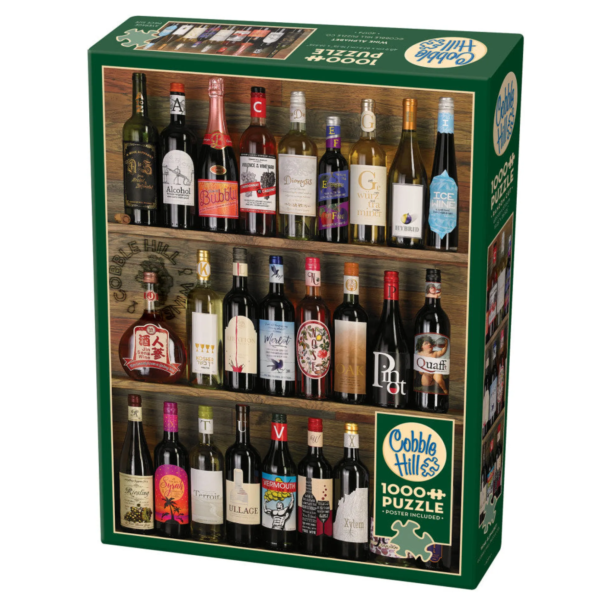 Cobble Hill 1000 Piece Wine Alphabet Jigsaw Puzzle with Reference Poster