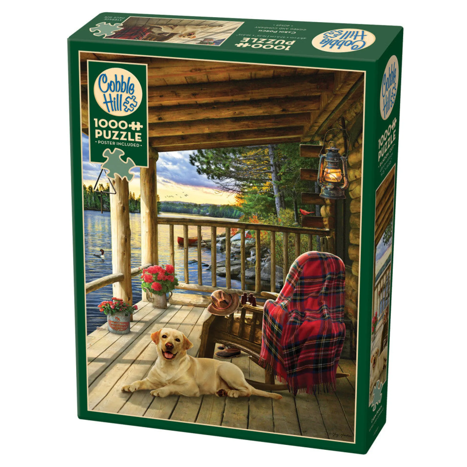 Cobble Hill 1000 Piece Jigsaw Puzzle: Cabin Porch with Reference Poster