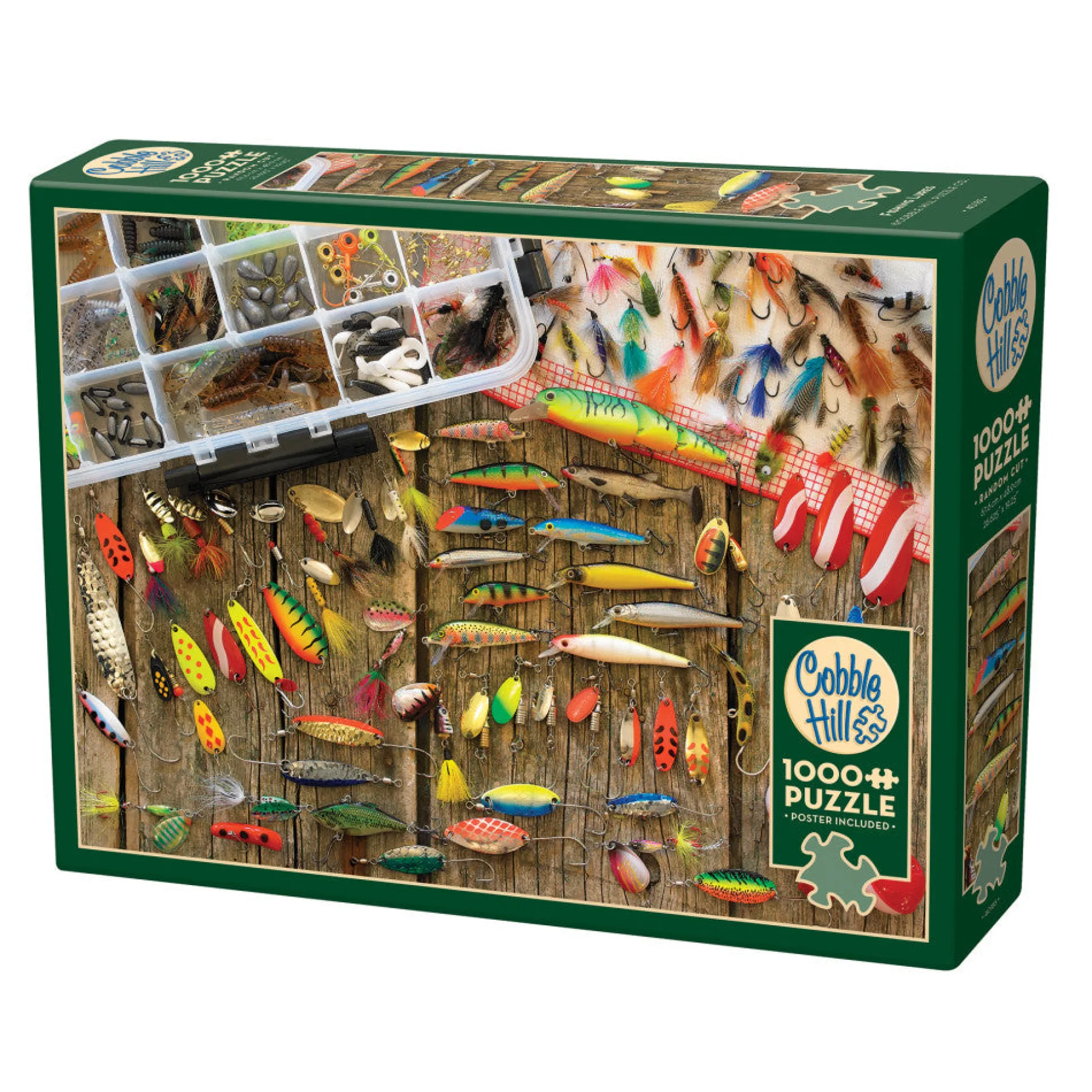 Cobble Hill Fishing Lures 1000-Piece Jigsaw Puzzle with Reference Poster