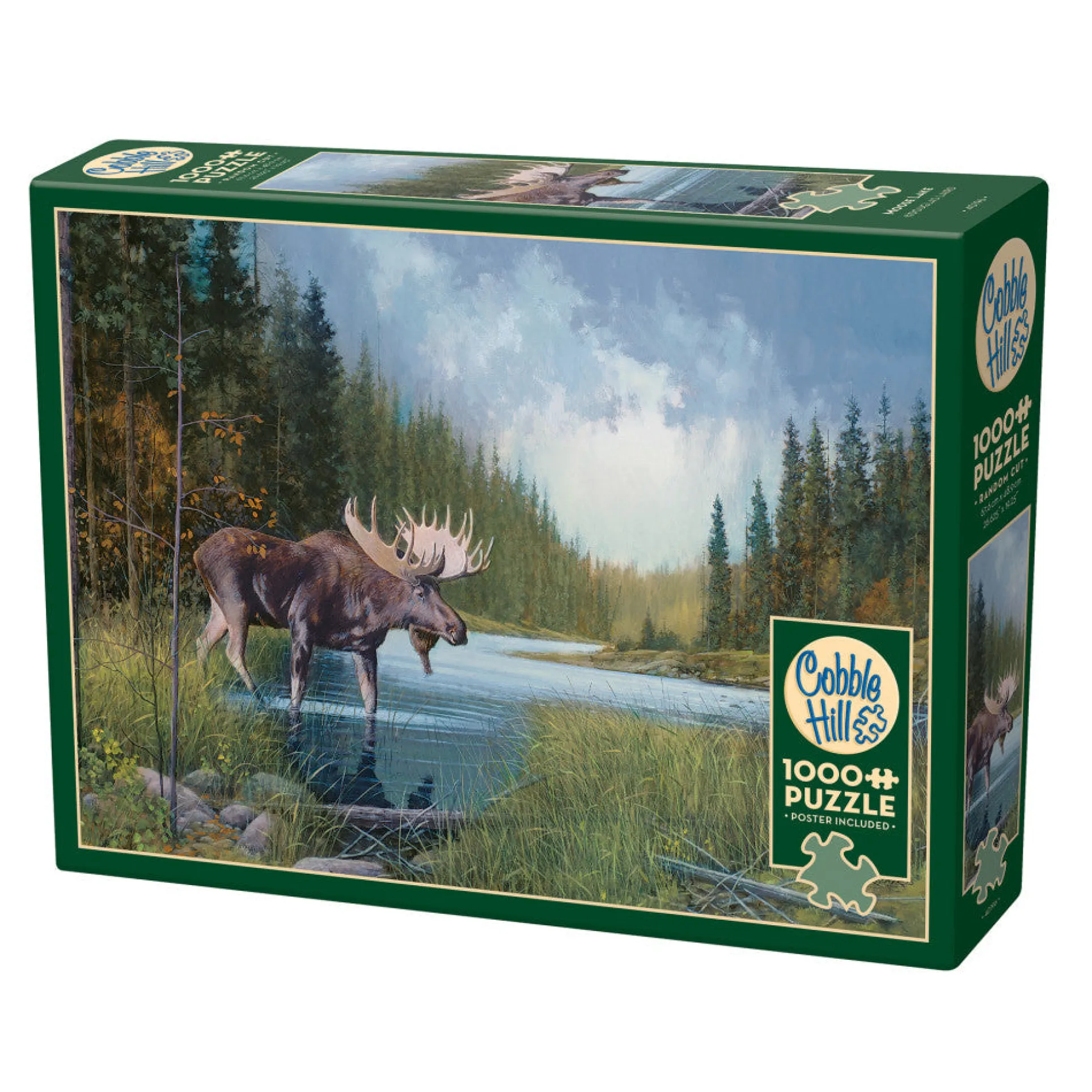 Cobble Hill Moose Lake 1000-Piece Jigsaw Puzzle with Reference Poster