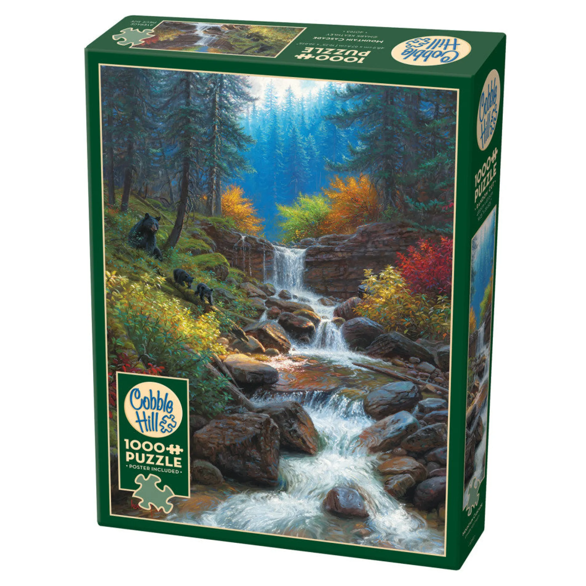 Cobble Hill Mountain Cascade 1000-Piece Jigsaw Puzzle - Reference Poster Included