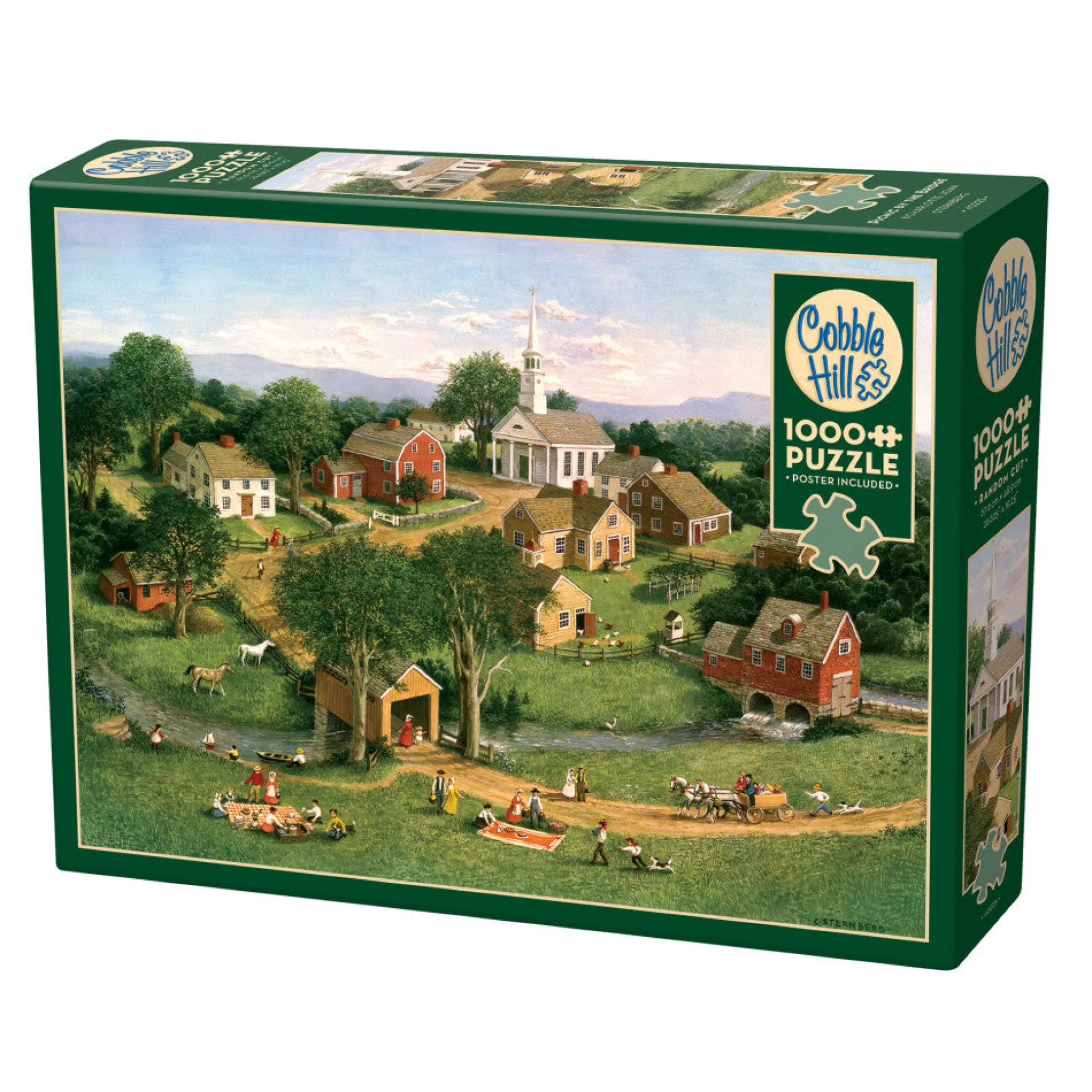 Cobble Hill Picnic By The Bridge 1000 Piece Jigsaw Puzzle - Reference Poster Included