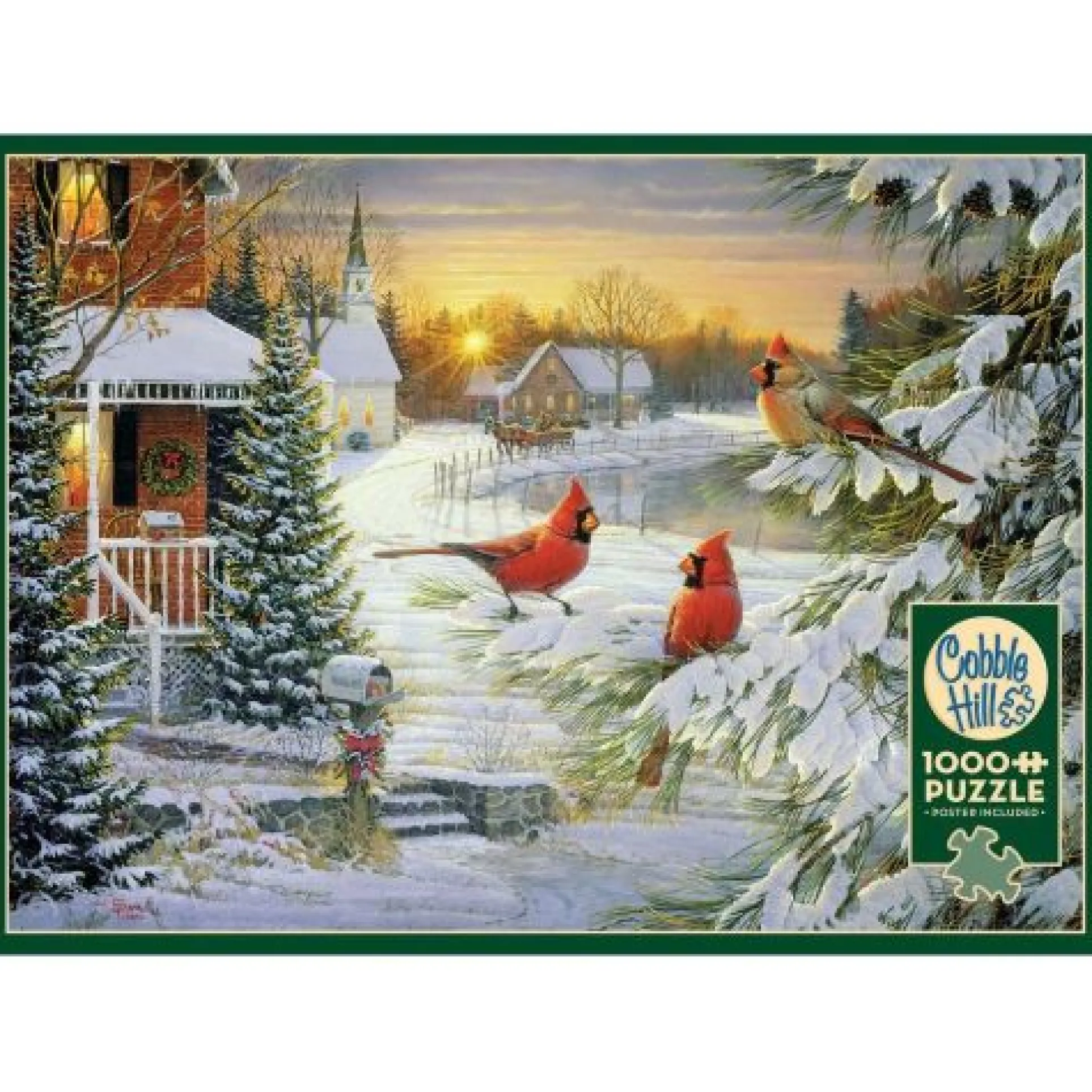 Cobble Hill Sunset Cardinals Jigsaw Puzzle - 1000 pc
