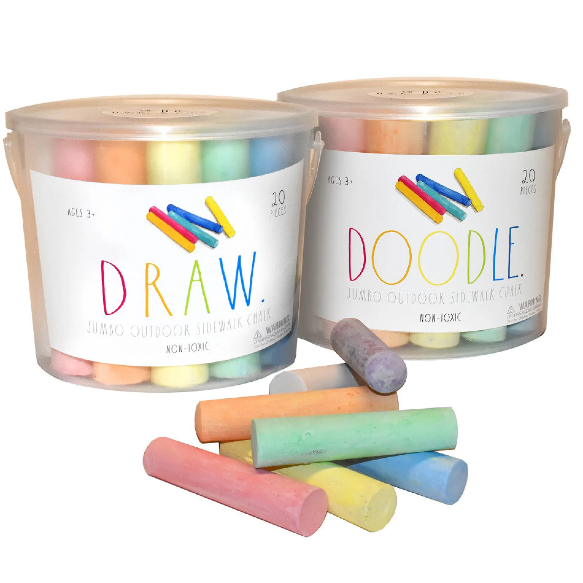 CocoNut Outdoor Rae Dunn Jumbo Sidewalk Chalk Set - 40 Pieces, Assorted Colors