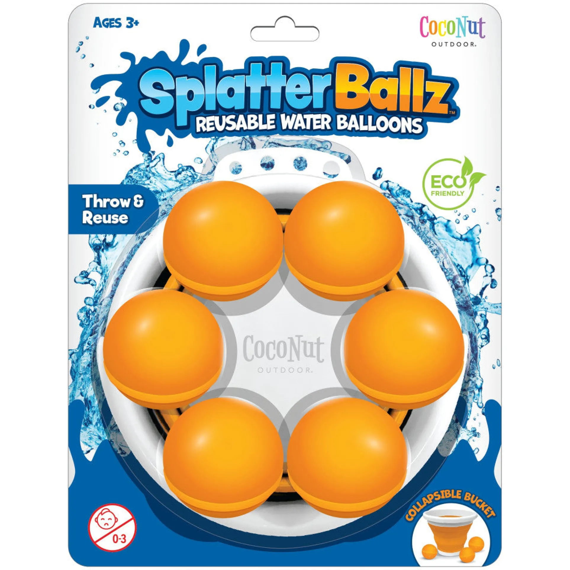 CocoNut Outdoor SplatterBallz Magnetic Water Balloon Battle Kit, Orange - Outdoor Game for Kids 5+