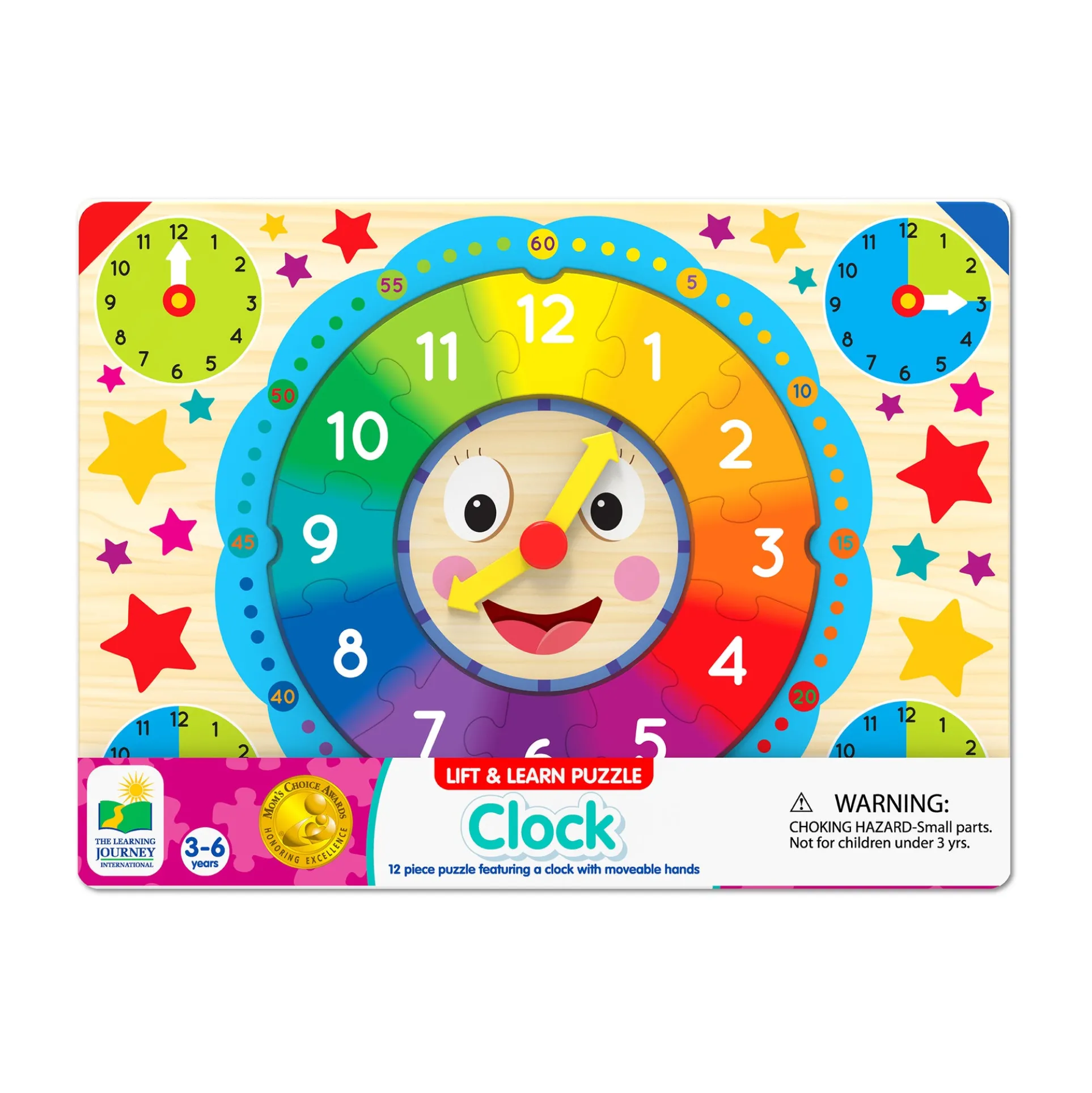 Colorful Time-Telling Lift & Learn Clock Puzzle - 12 pc