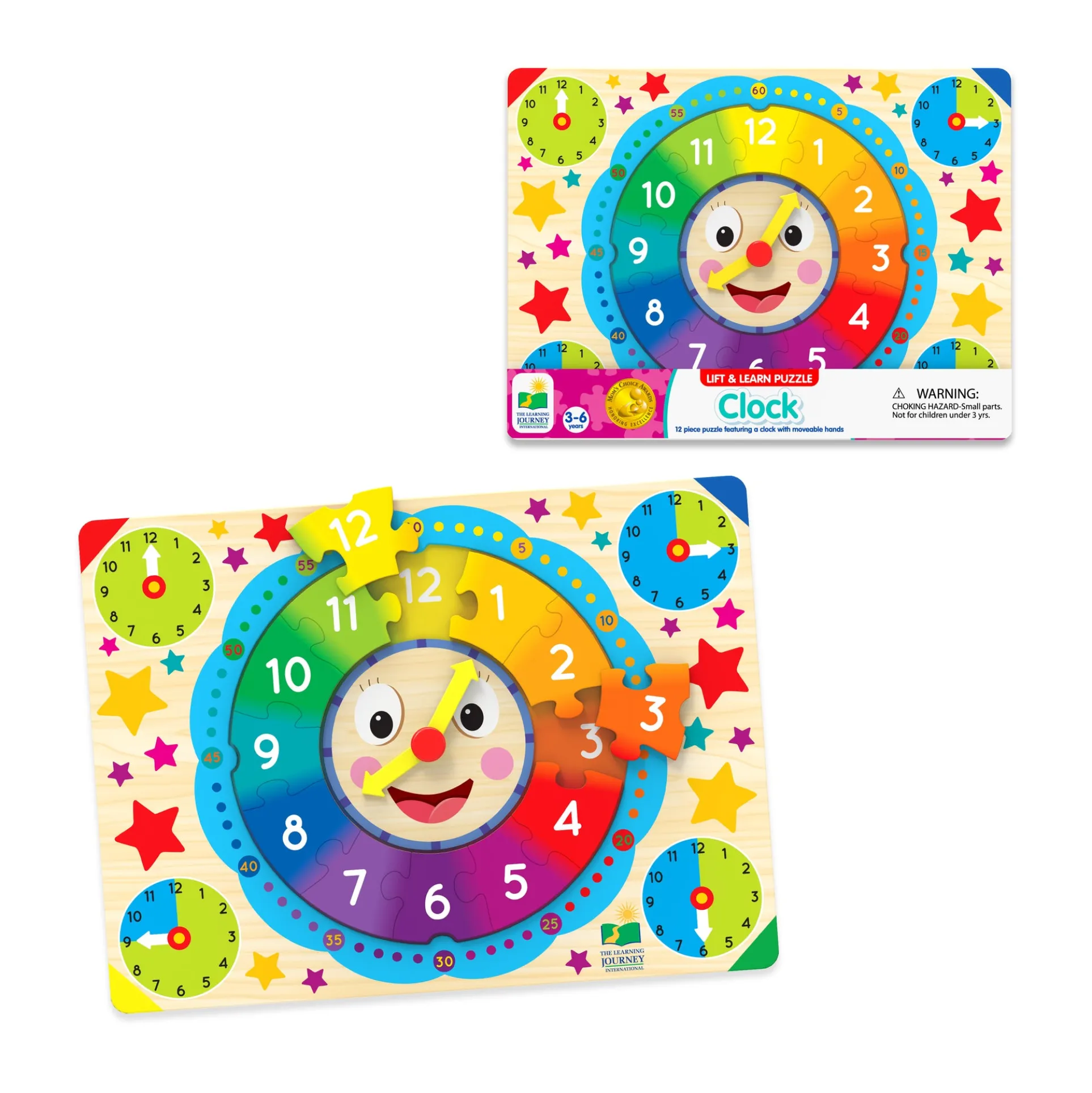 Colorful Time-Telling Lift & Learn Clock Puzzle - 12 pc