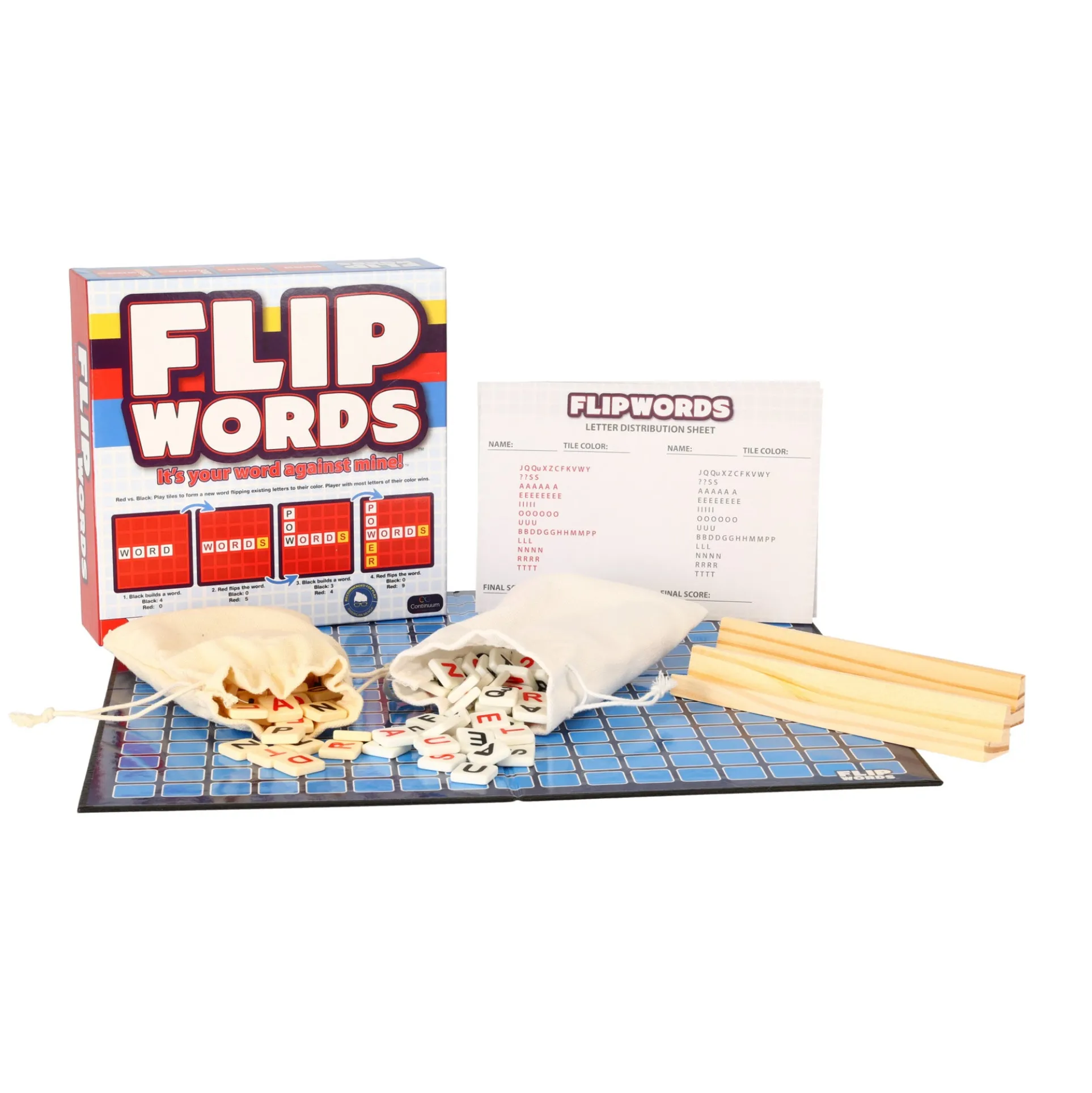 Continuum Games Flip Words Red vs Black Duel Board Game
