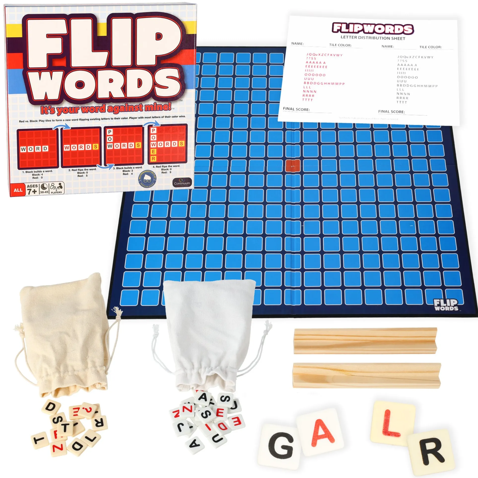 Continuum Games Flip Words Red vs Black Duel Board Game