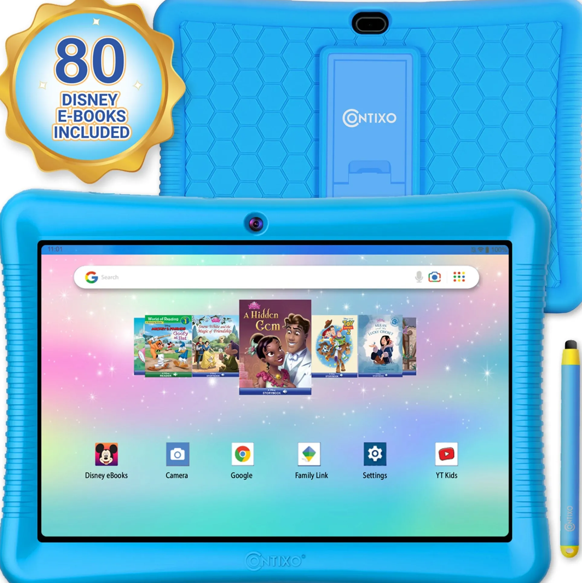 Contixo K102 10-Inch Kids 64GB HD Tablet with Disney E-Books - Blue
