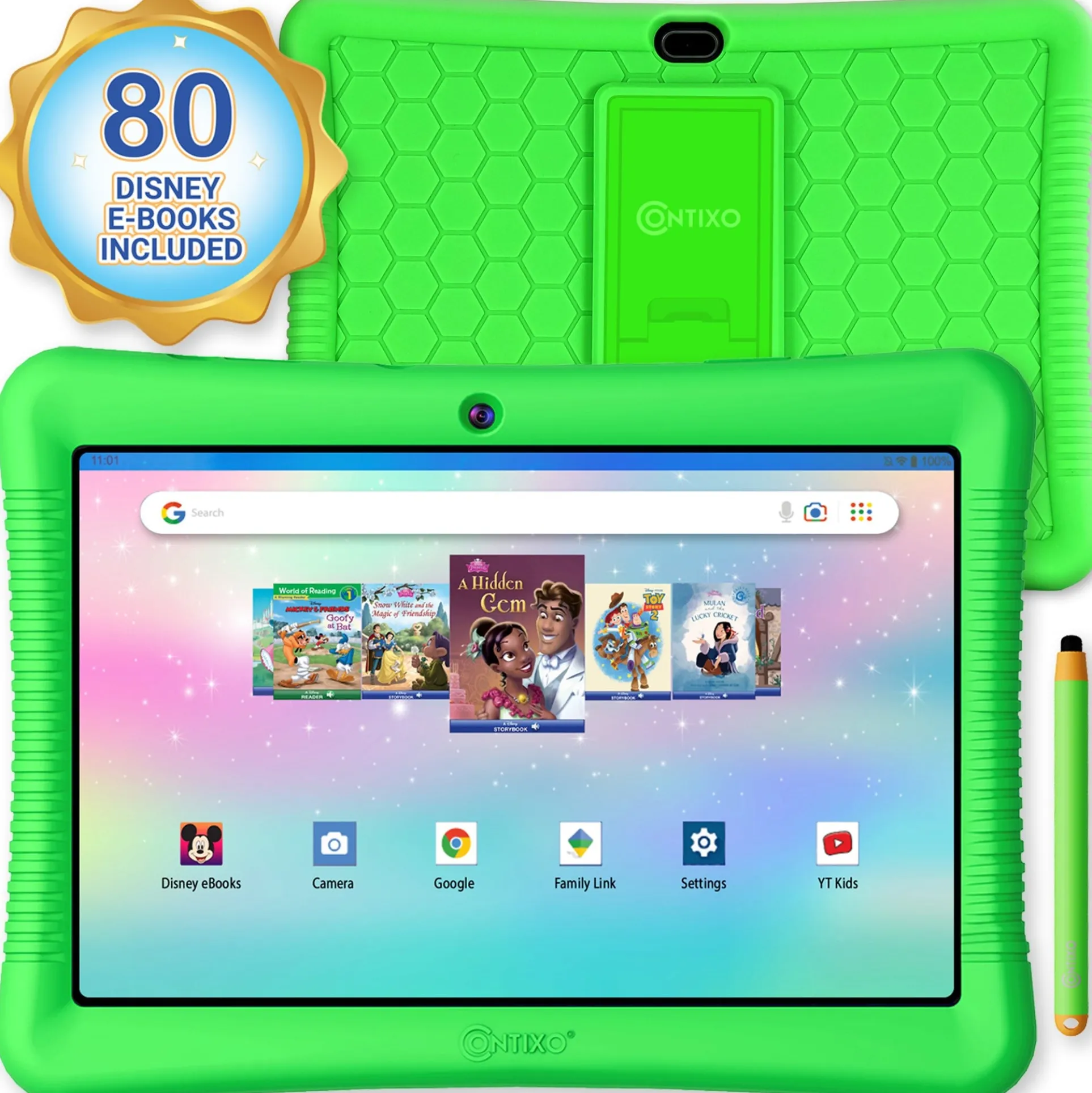 Contixo K102 10-Inch Kids Tablet - Disney E-Books Edition - Green