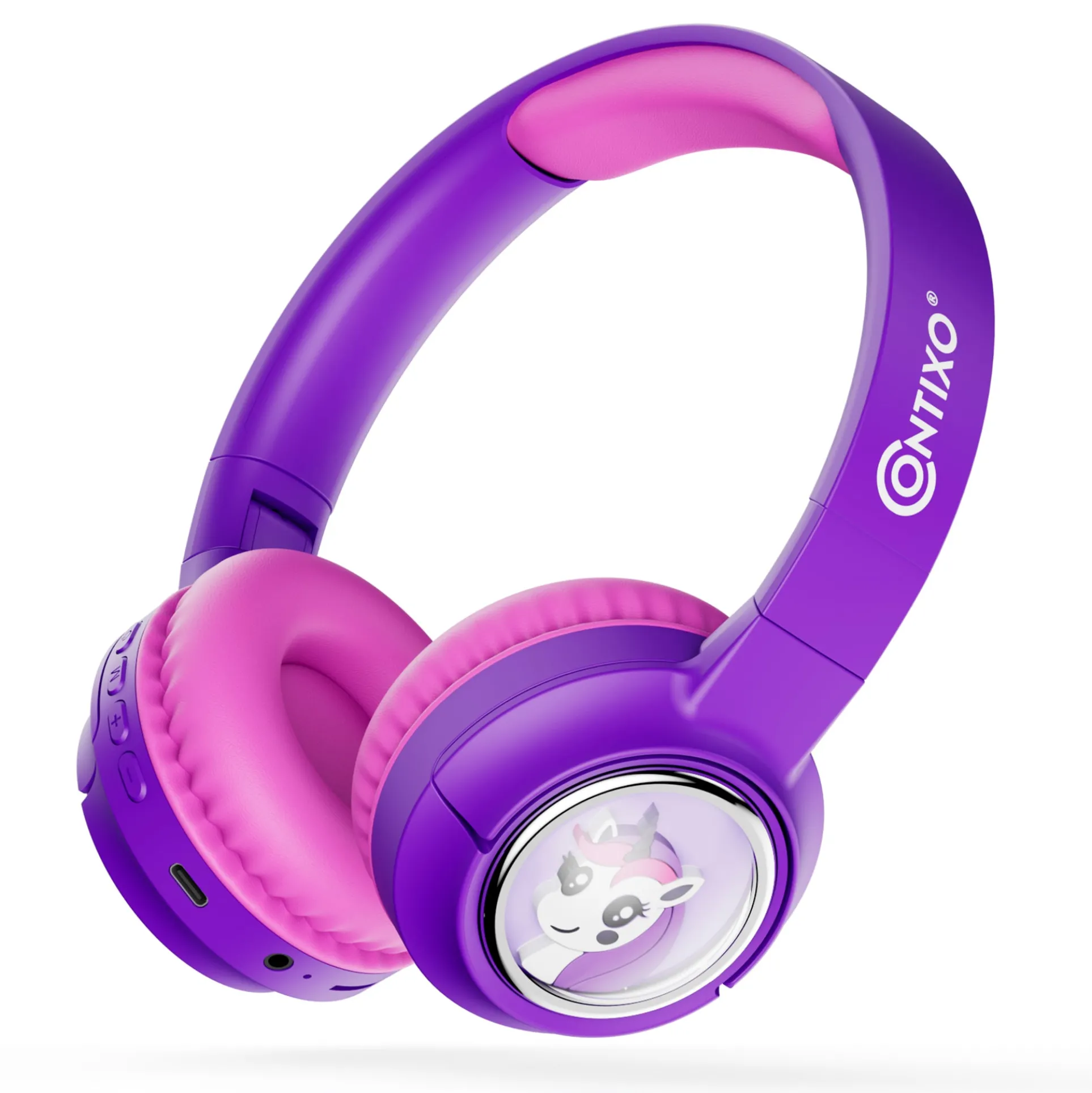 Contixo KB6 Kids Wireless Bluetooth Headphones - Fun LED Lights & Safe Volume Control, Purple