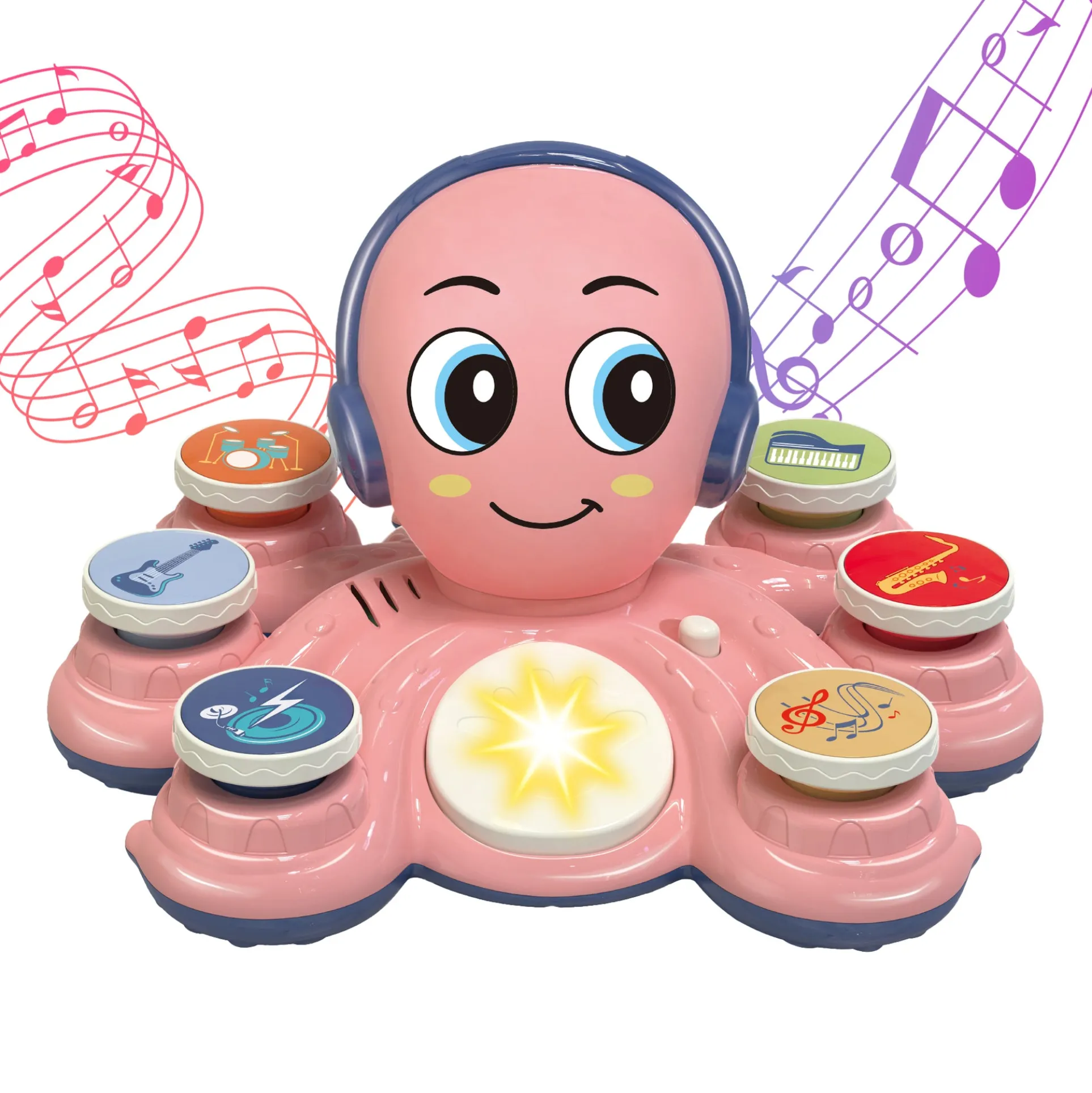 Contixo Pink Musical Octopus Baby Piano Toy with Lights and Sounds