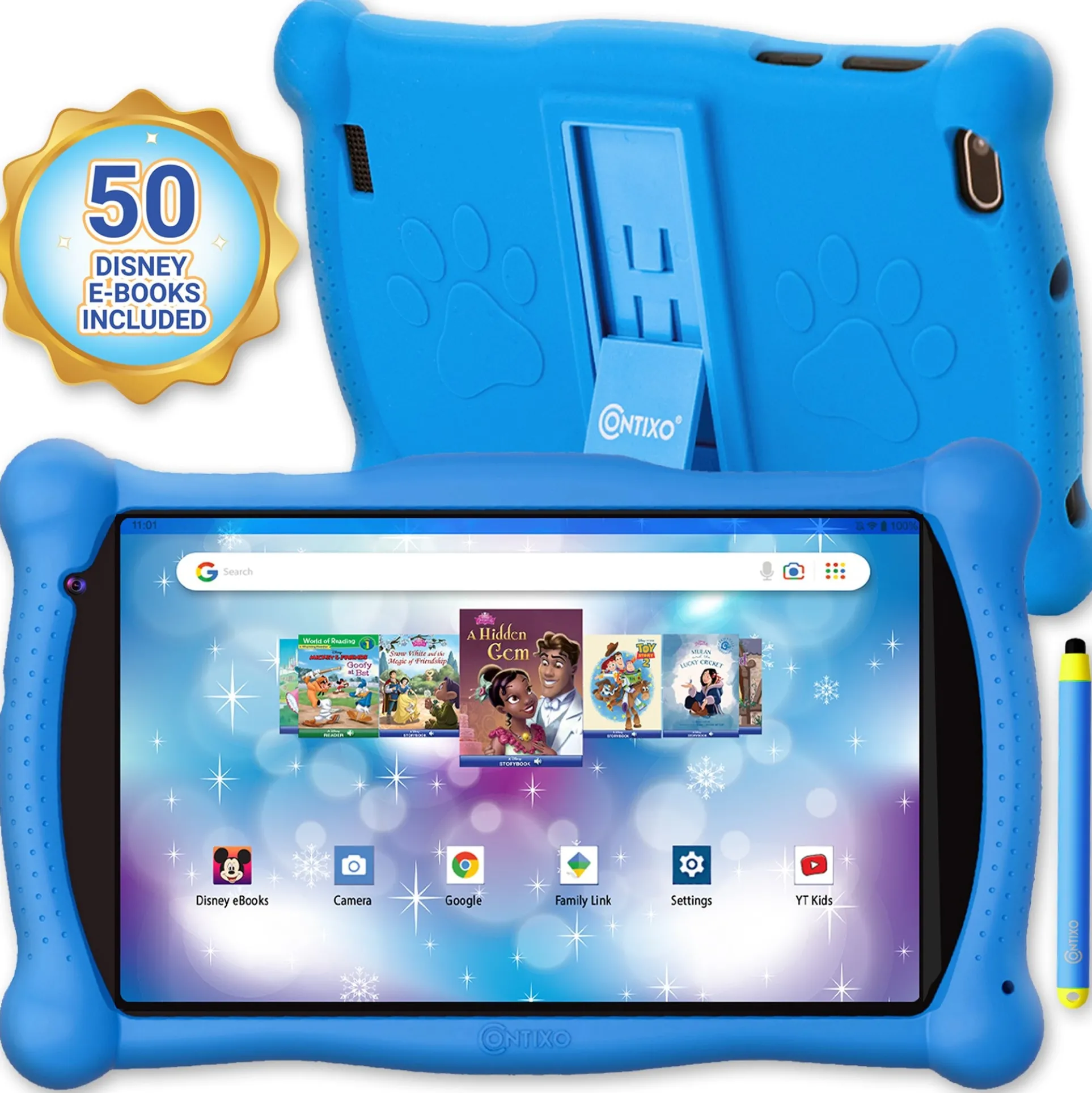 Contixo V10 Kids 7" Bluetooth Tablet with 50 Disney E-Books - Blue