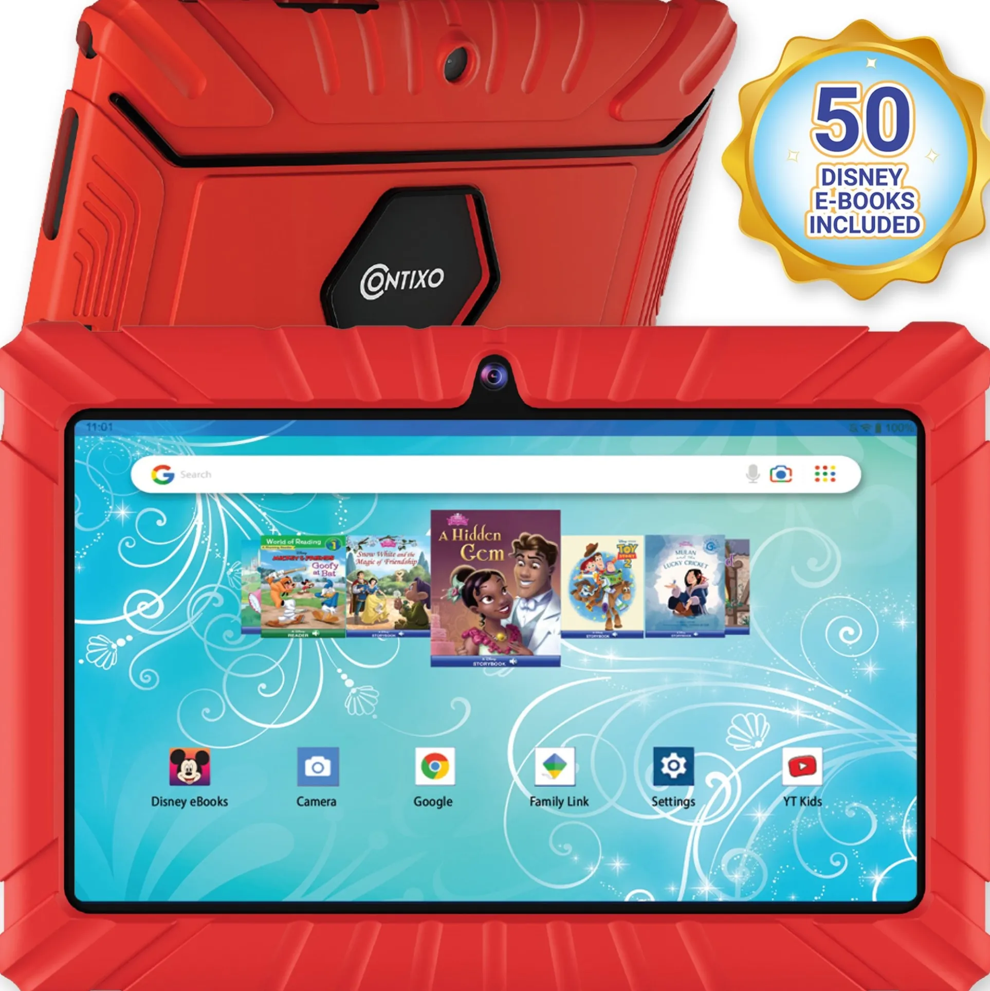Contixo V8-2 Kids 7" Tablet with Disney eBooks - 32GB, Red