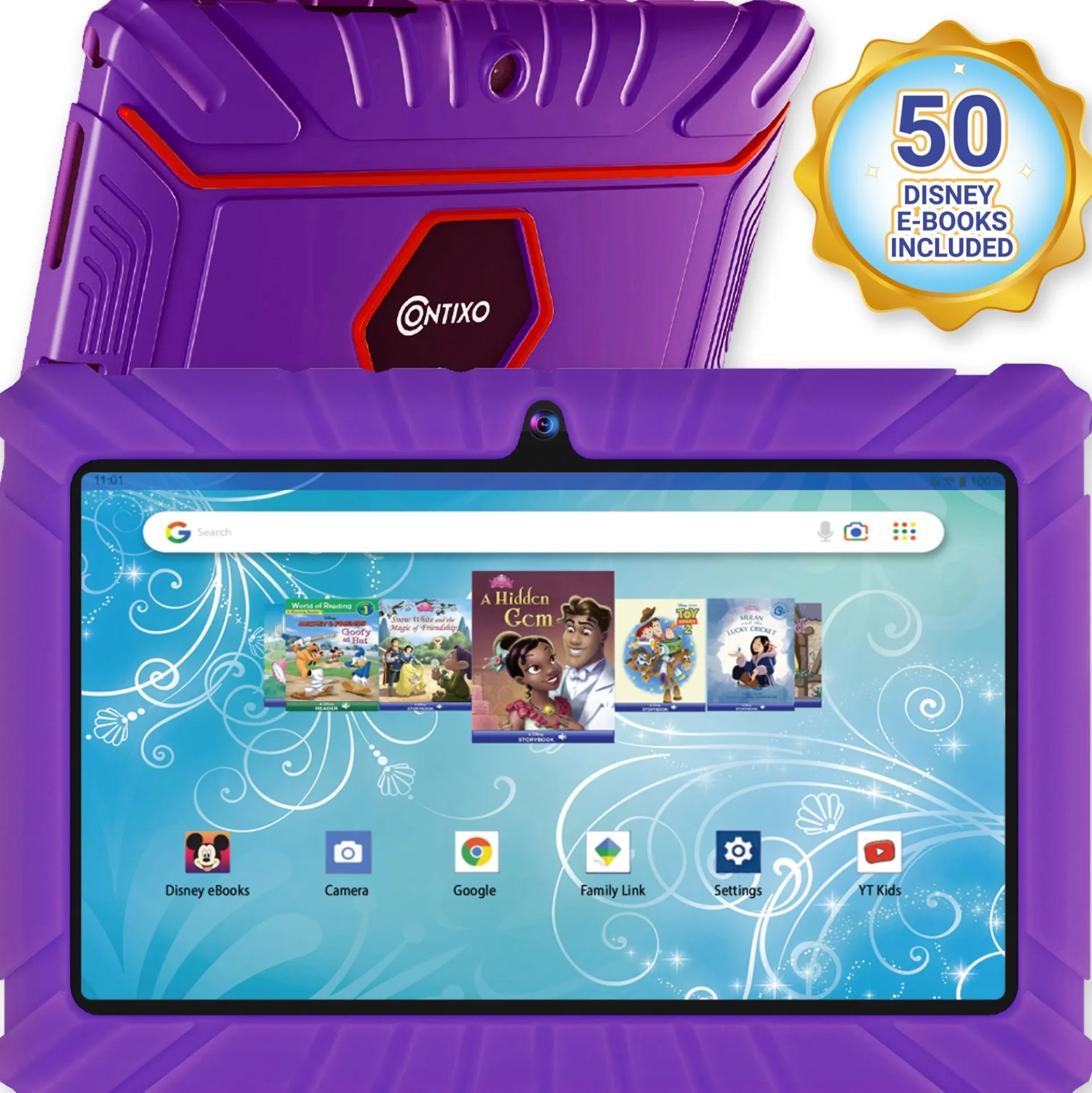 Contixo V8-2 Kids 7" Tablet with Disney eBooks, 32GB, Purple - Ages 3-10