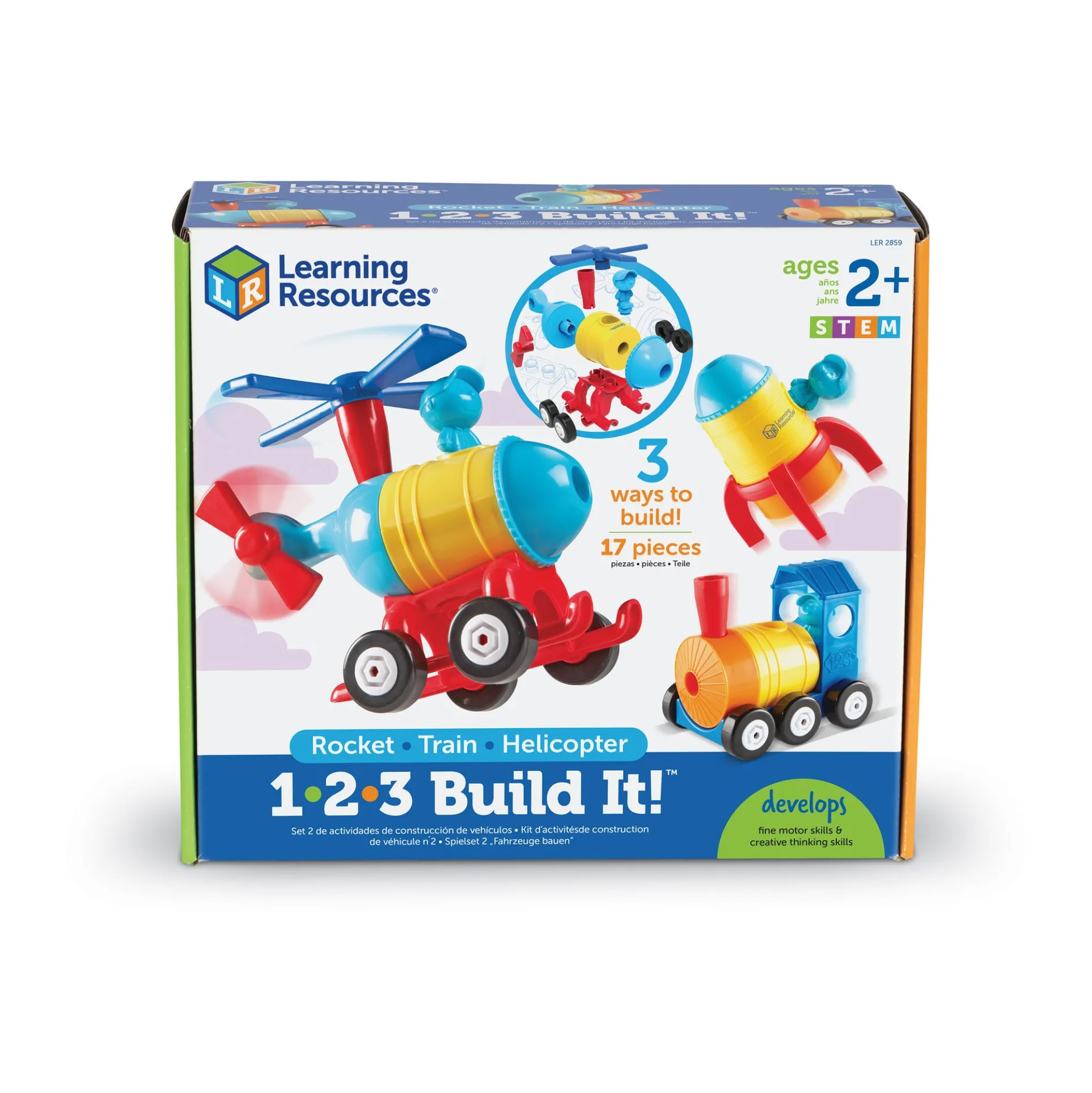 1-2-3 Build It! Rocket-Train-Helicopter - Creative Toddler Play Set