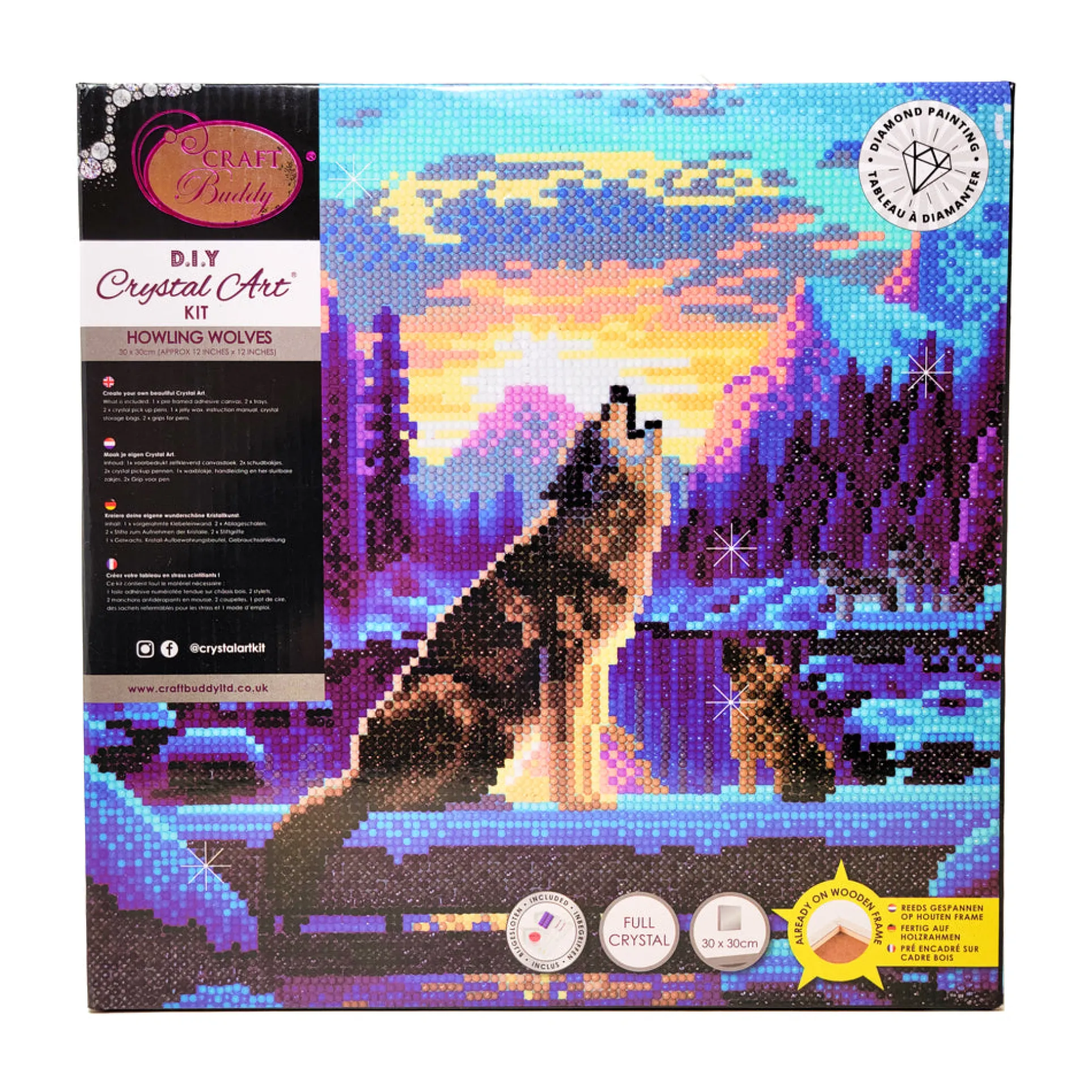 Craft Buddy Howling Wolves Crystal Art Medium Framed Kit
