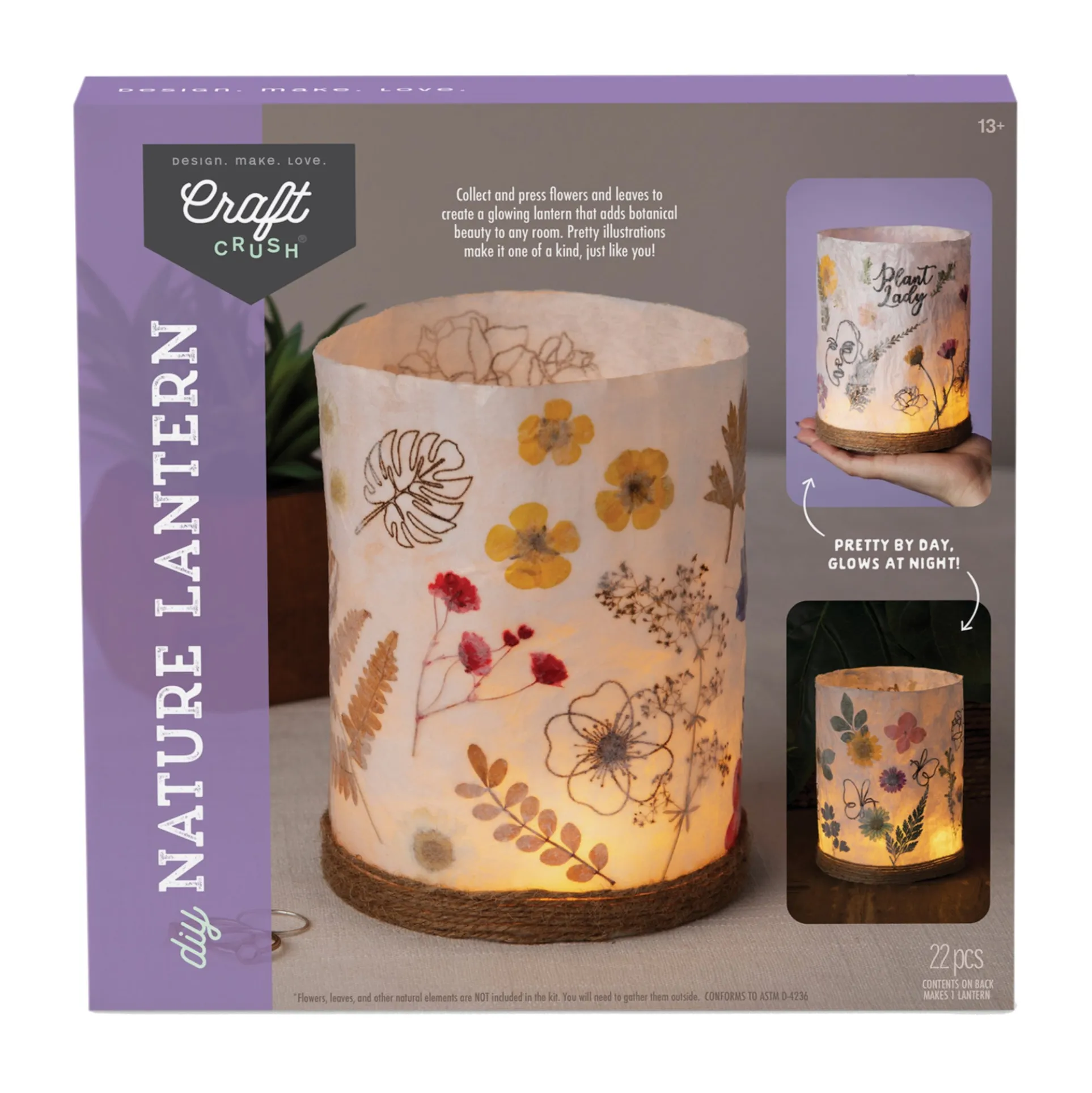 Craft Crush Nature-Inspired DIY Lantern Kit - Create Your Own Floral Masterpiece