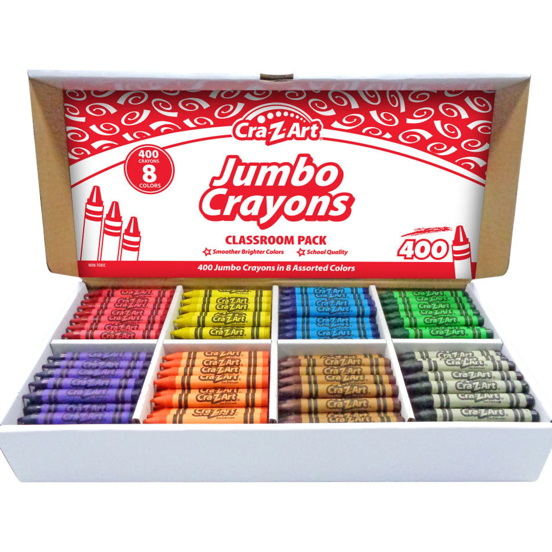 Cra-Z-Art Jumbo Crayons Classroom Pack - 400 Count, 8 Vibrant Colors