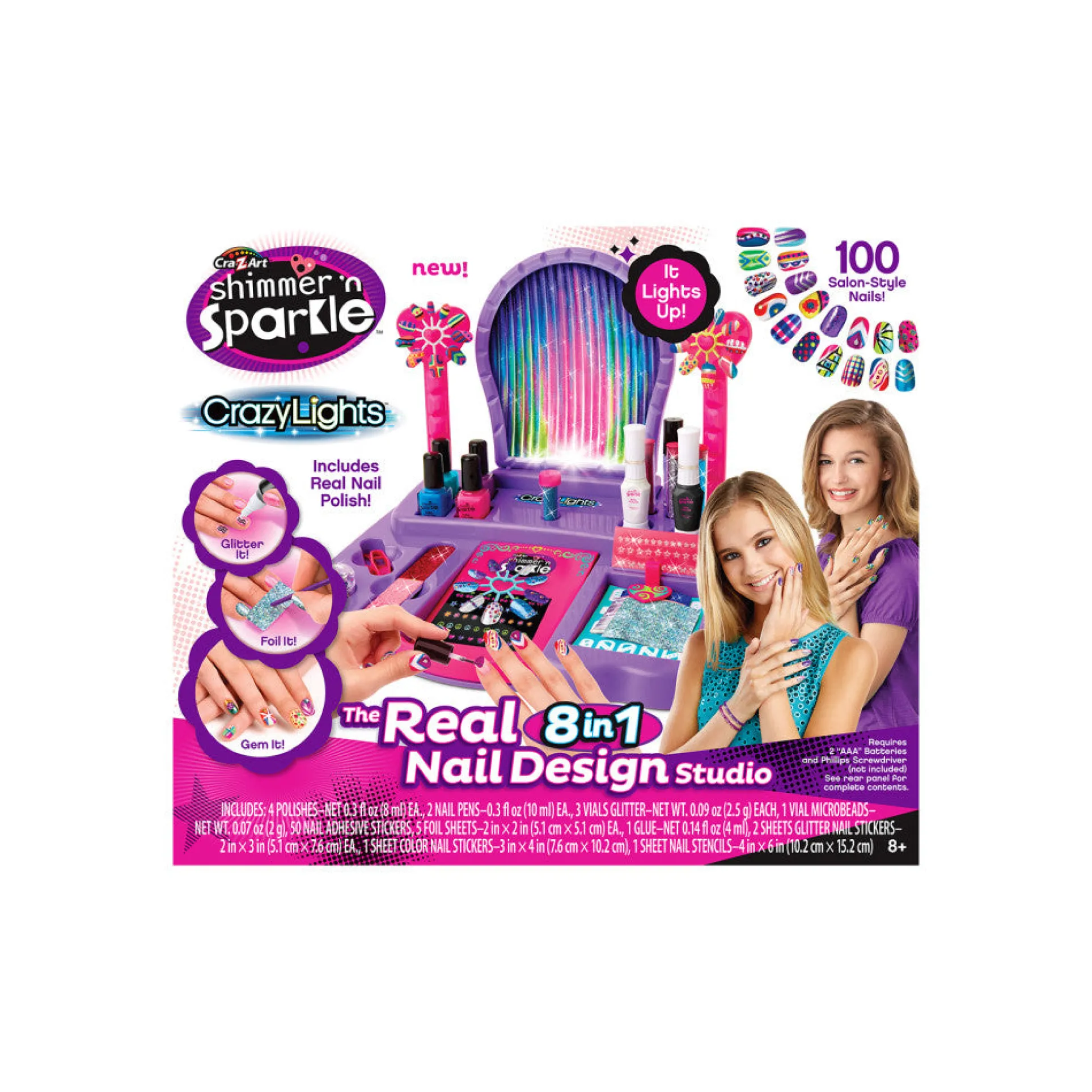 Cra-Z-Art Shimmer 'N Sparkle Crazy Lights 8-in-1 Nail Design Studio