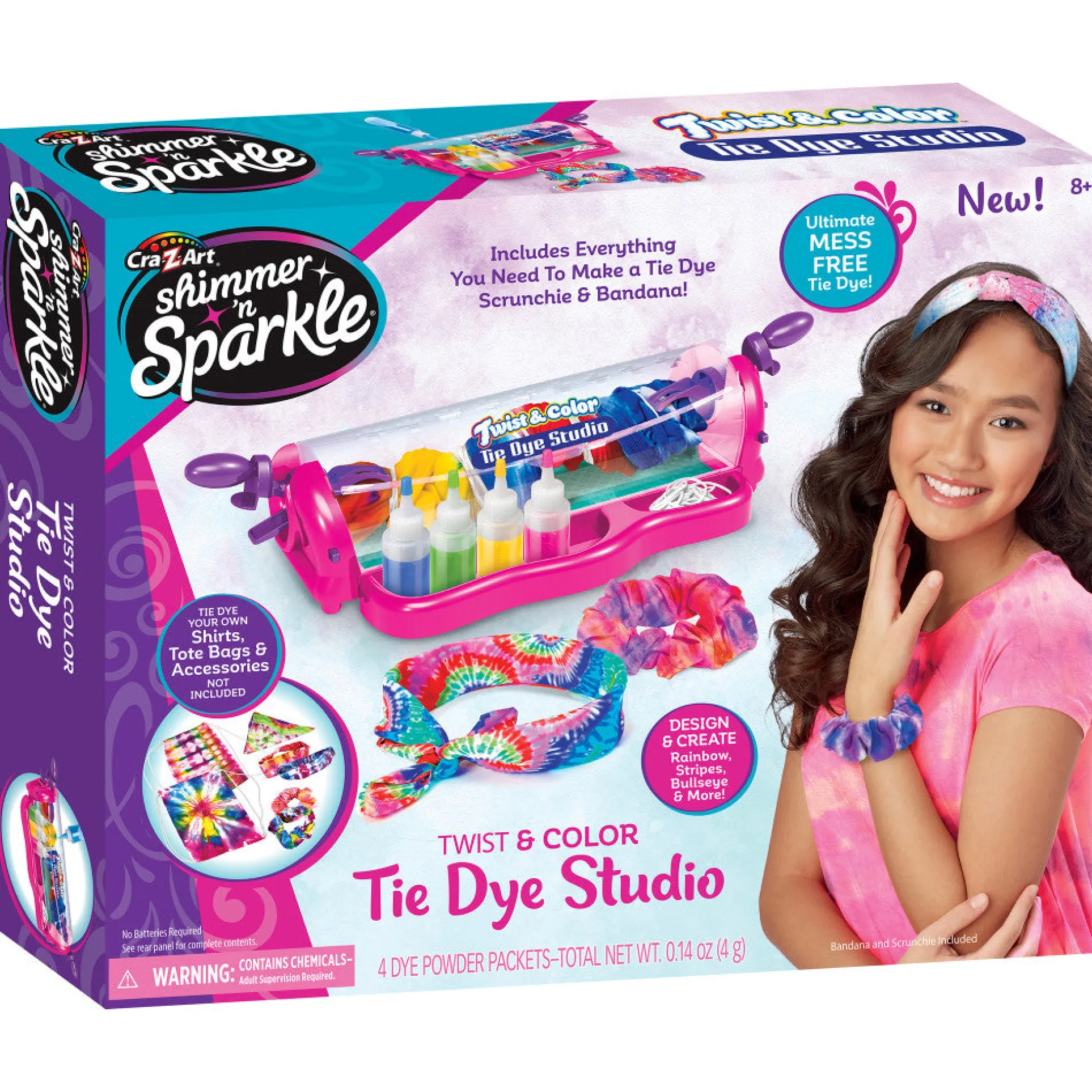 Cra-Z-Art Shimmer 'N Sparkle Twist & Color Tie Dye Studio DIY Kit