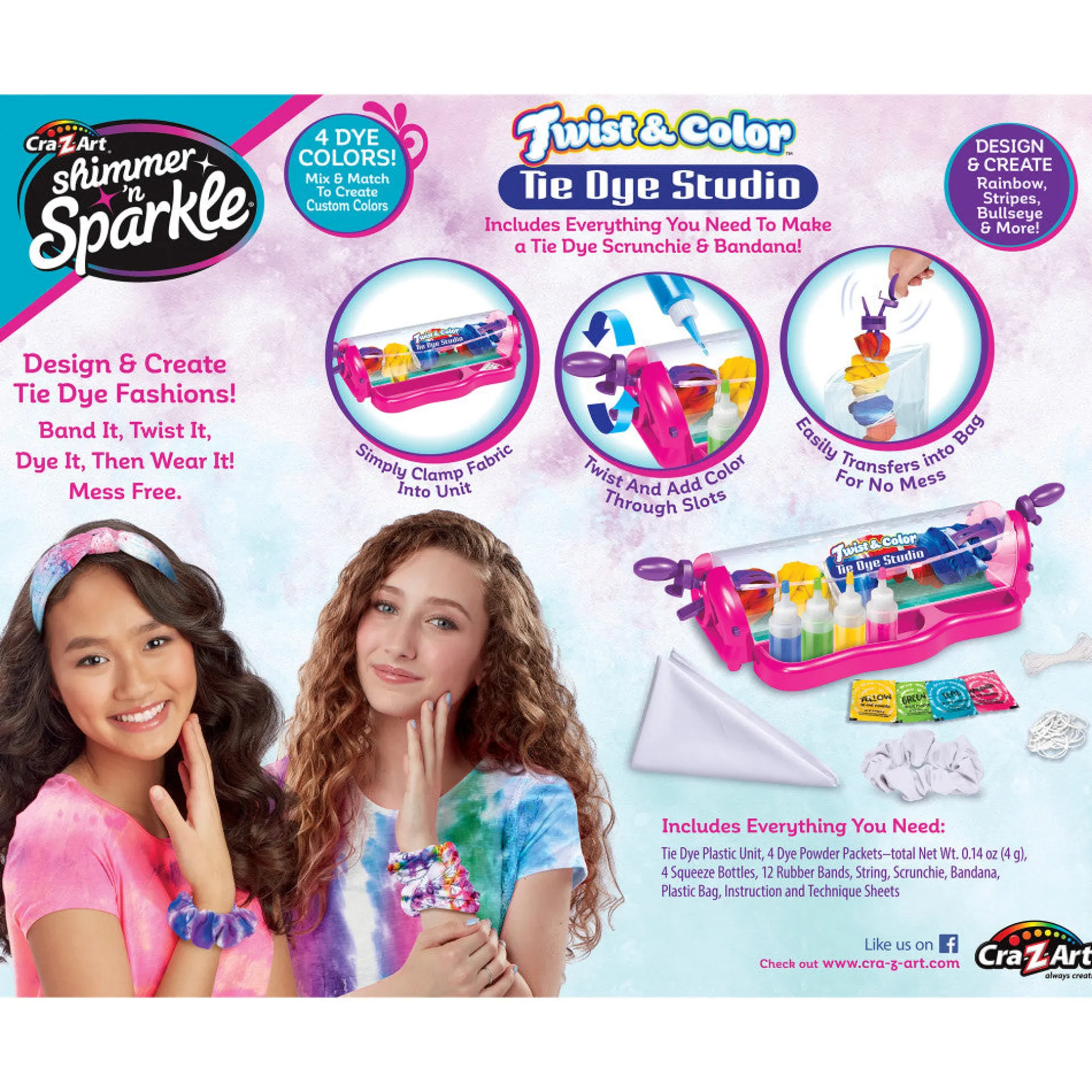 Cra-Z-Art Shimmer 'N Sparkle Twist & Color Tie Dye Studio DIY Kit