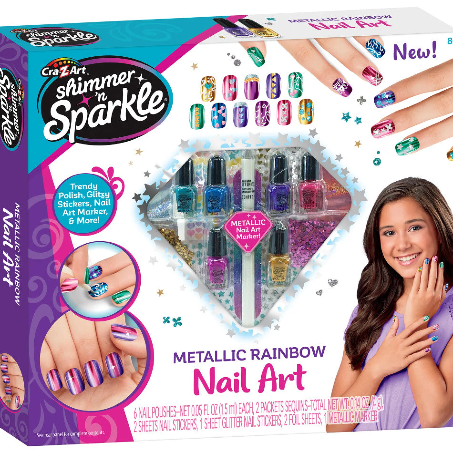 Cra-Z-Art Shimmer 'N Sparkle Metallic Rainbow Nail Art Design Kit