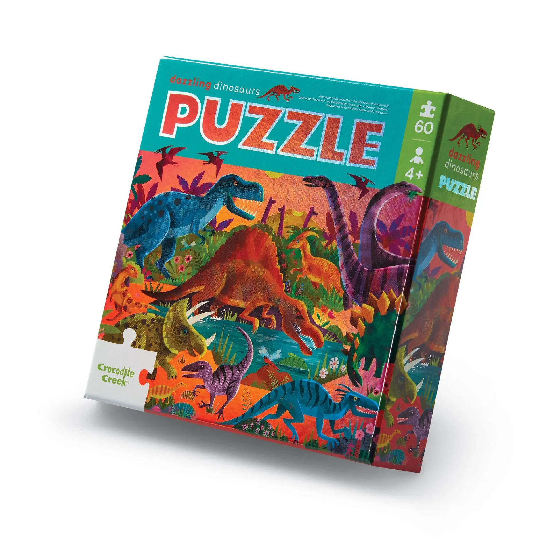 Crocodile Creek Dazzling Dinosaurs Holographic Jigsaw Puzzle - 60 pc