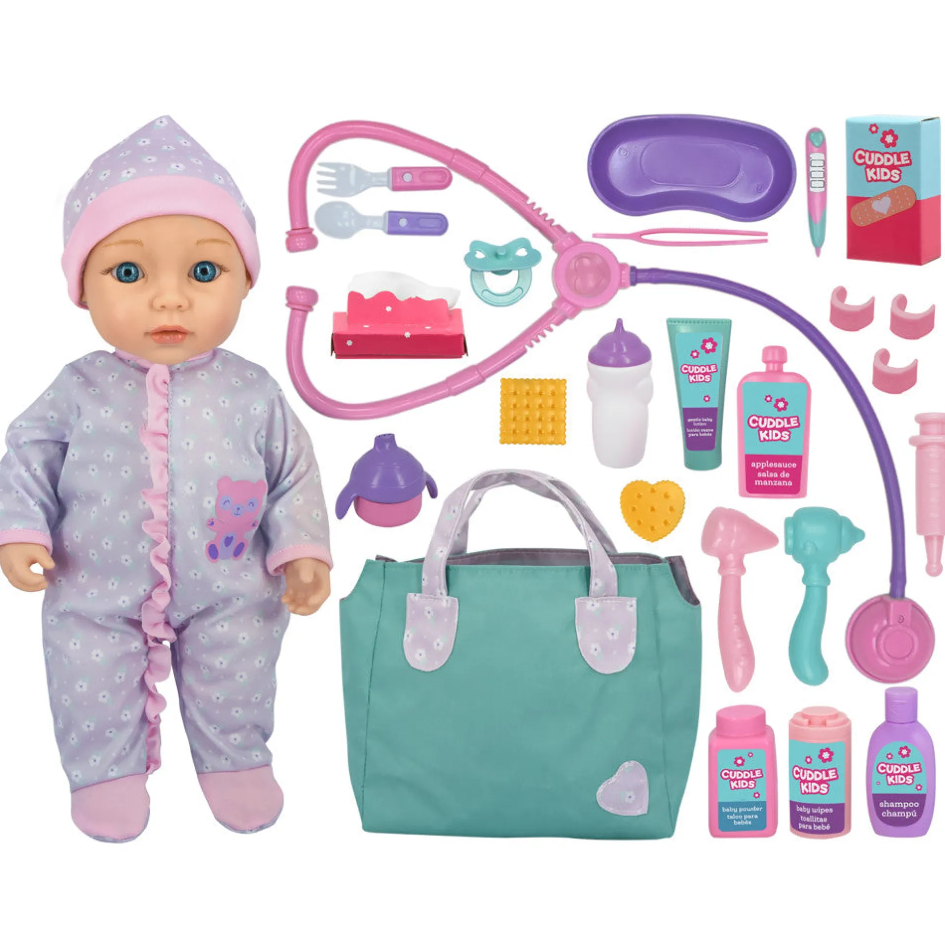 Cuddle Kids 15 inch Baby's First Check Up Doll - Pink & Purple