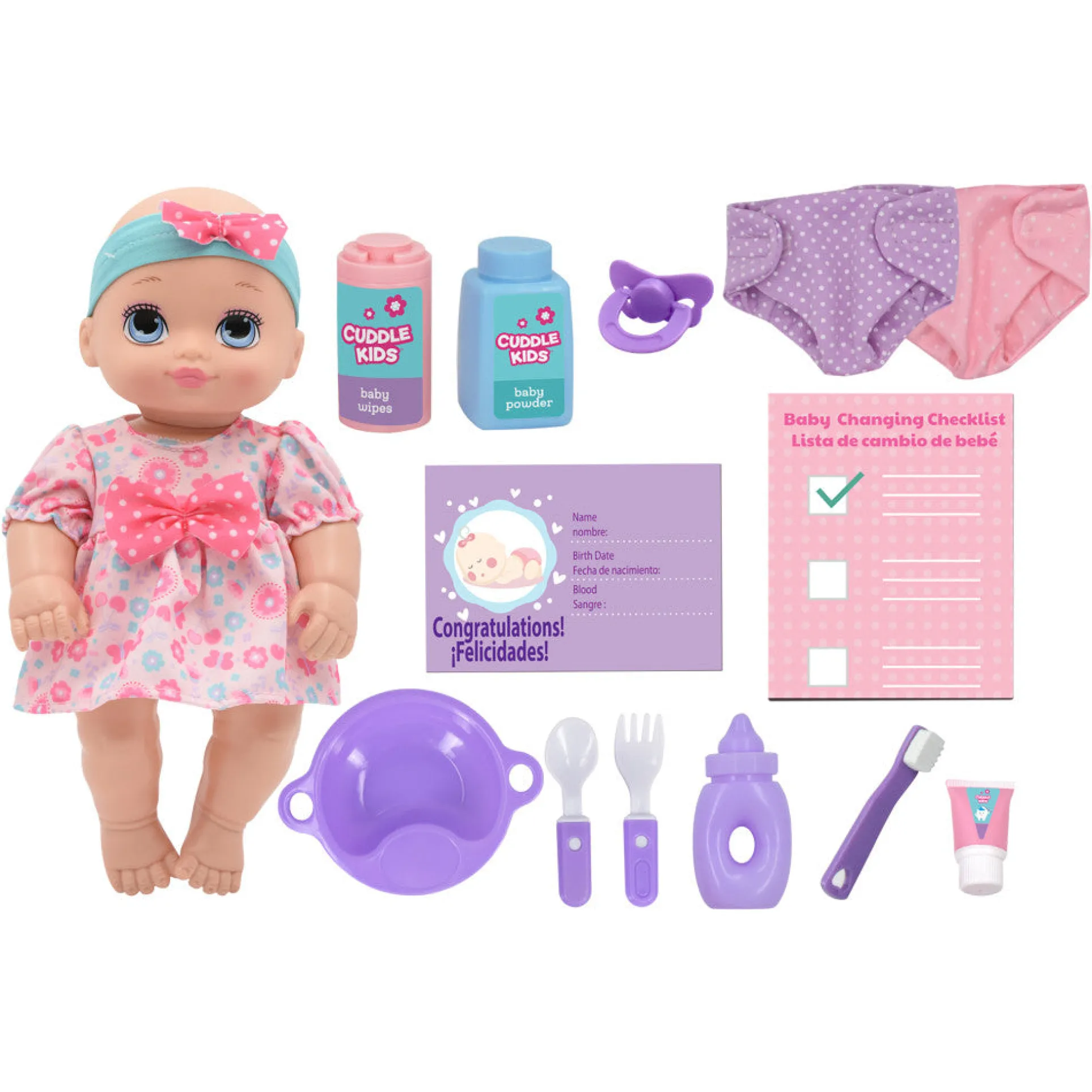 Cuddle Kids 10-inch Play All Day Baby Doll Set - 17 Pieces