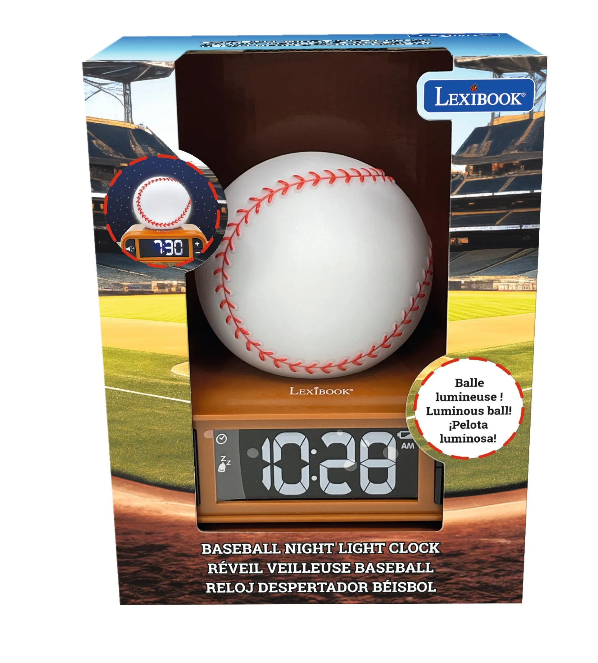 3D Baseball Digital Alarm Clock & Nightlight - Game Day Wakes!